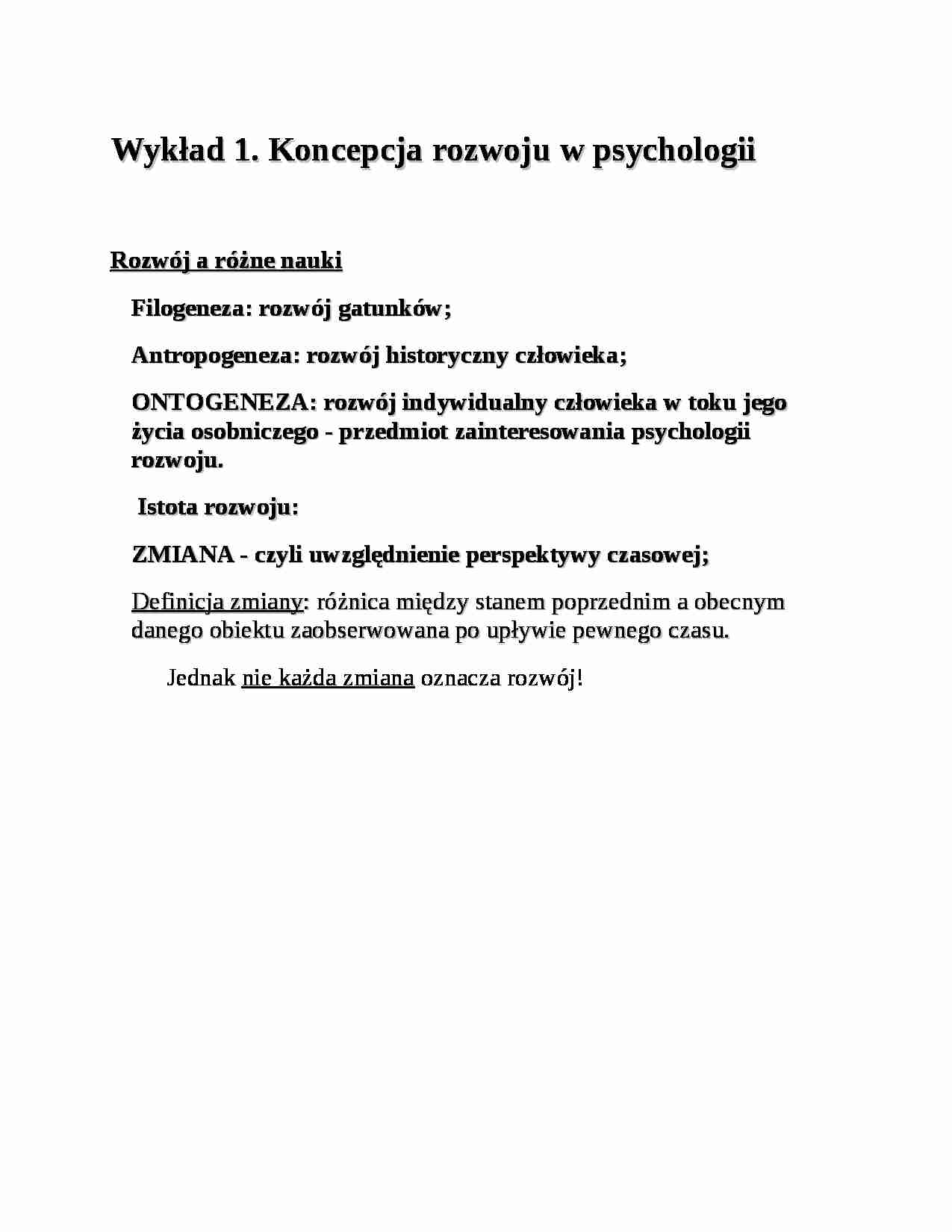 Koncepcja rozwoju w psychologii - strona 1
