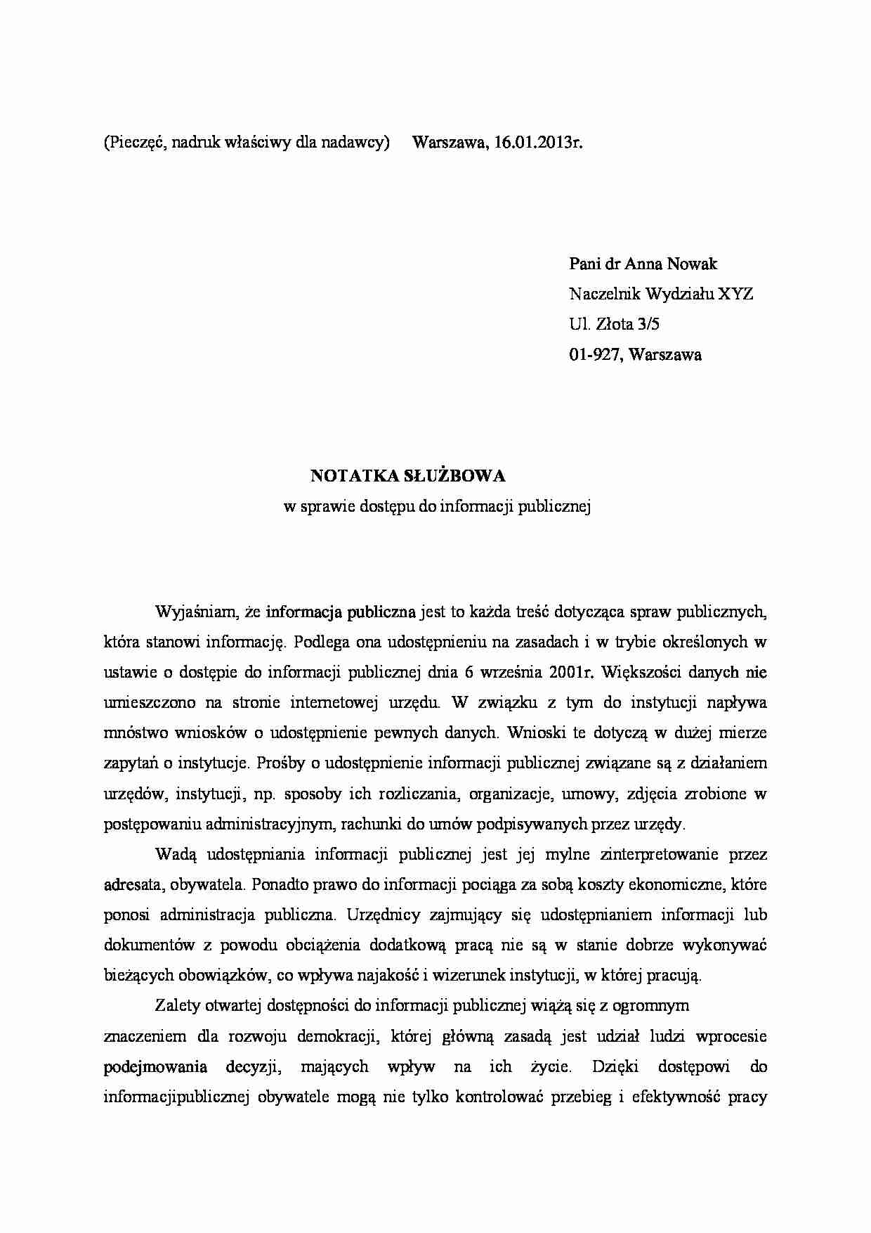 Jak Napisac Notatke Sluzbowa Na Pracownika Wzor Notatka służbowa - opracowanie - Notatek.pl