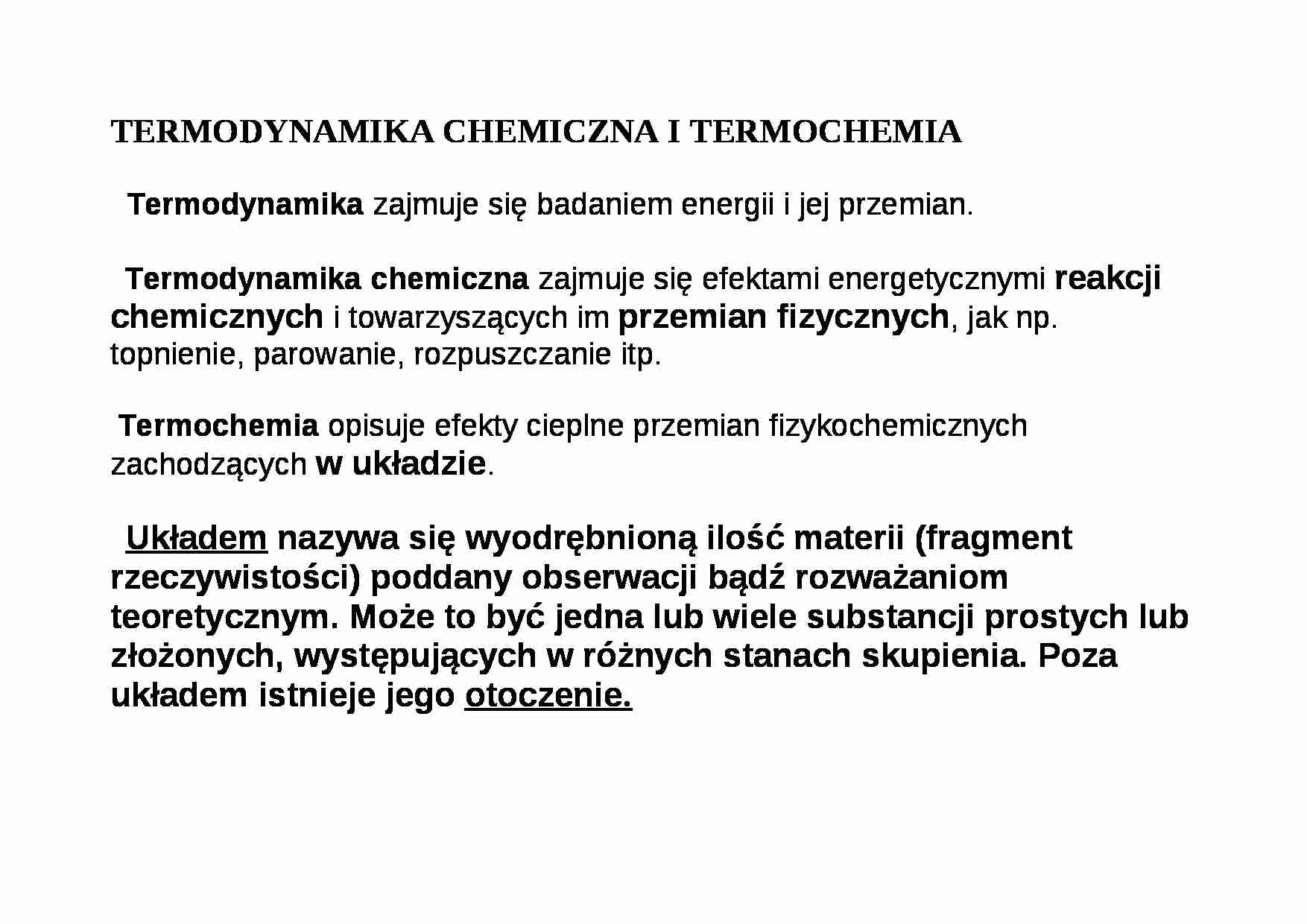 Termodynamika chemiczna i termochemia - strona 1