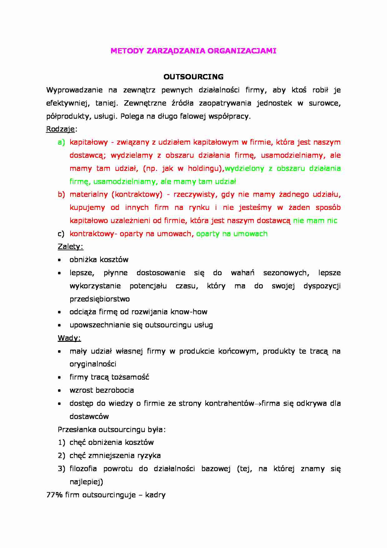 Metody zarządzania organizacjami - strona 1