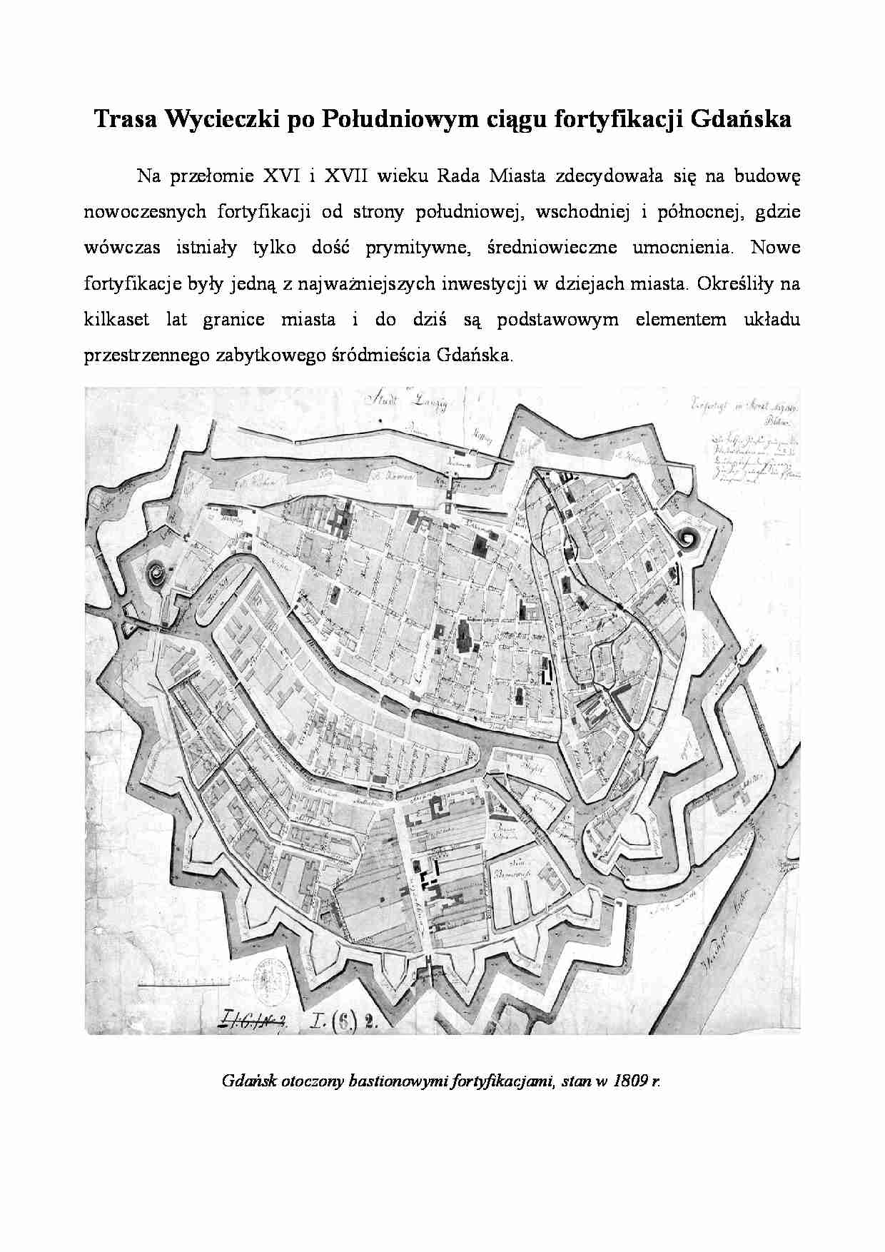 Trasa Wycieczki po Południowym ciągu fortyfikacji Gdańska - strona 1