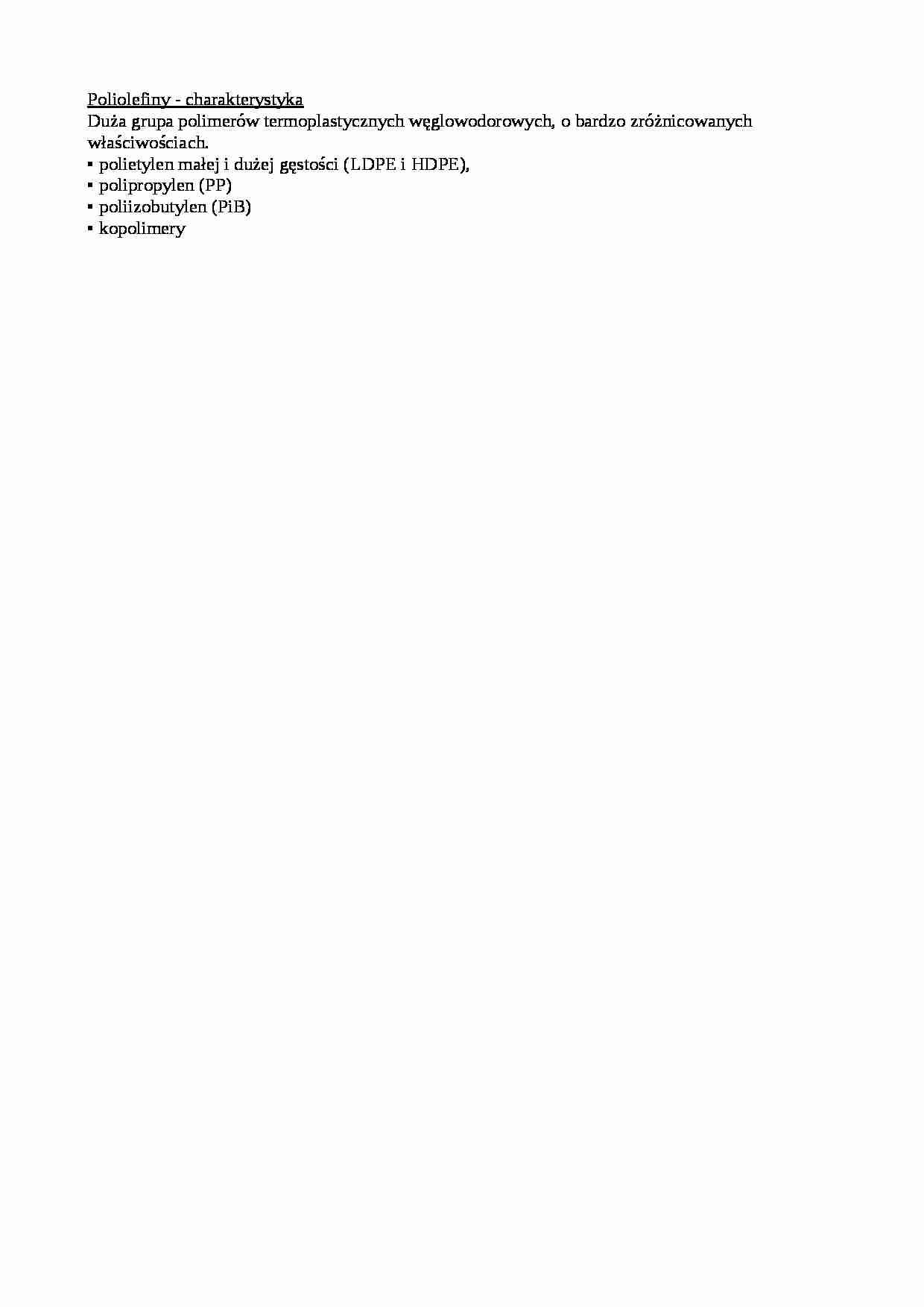 Poliolefiny - charakterystyka - strona 1