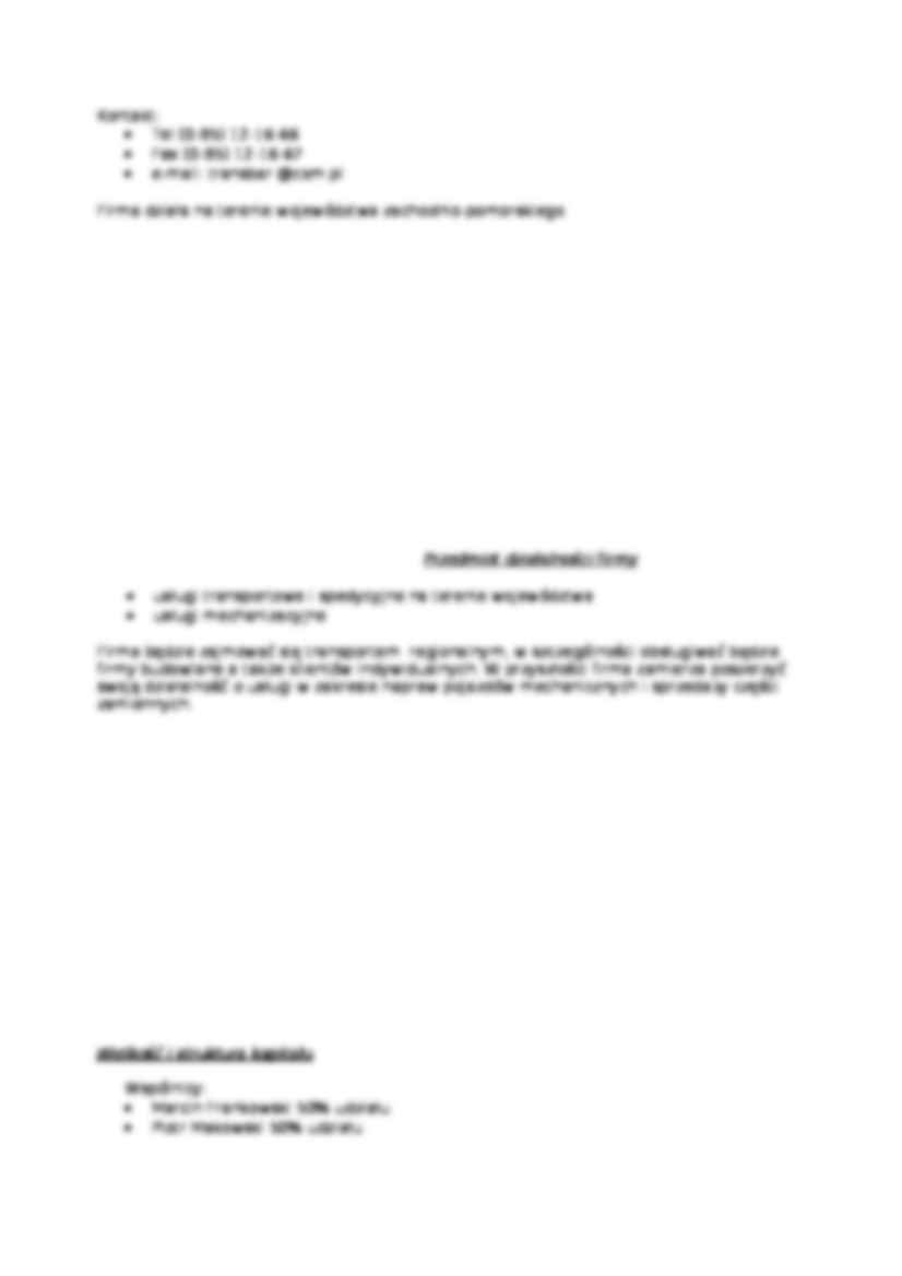 Biznesplan firmy transportowej (14 stron) - strona 3