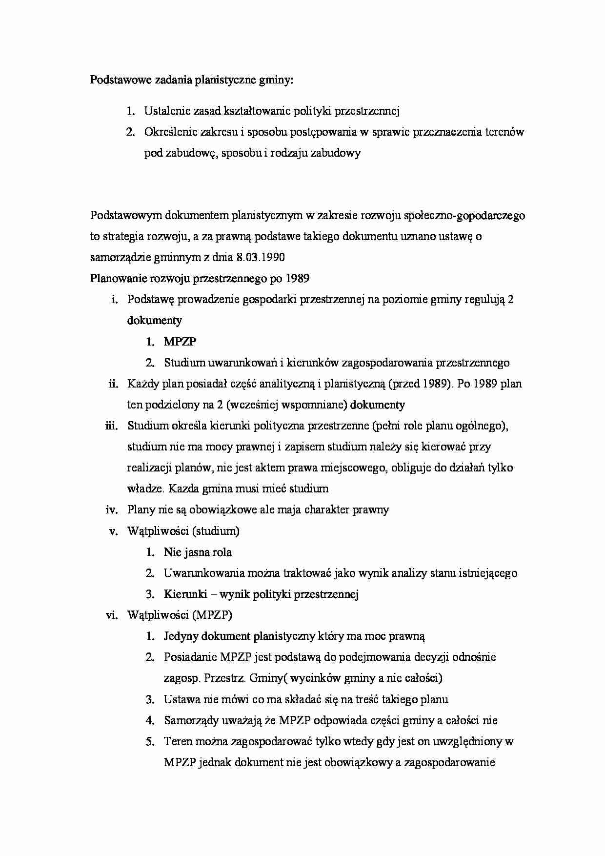 Podstawowe zadania planistyczne gminy - strona 1