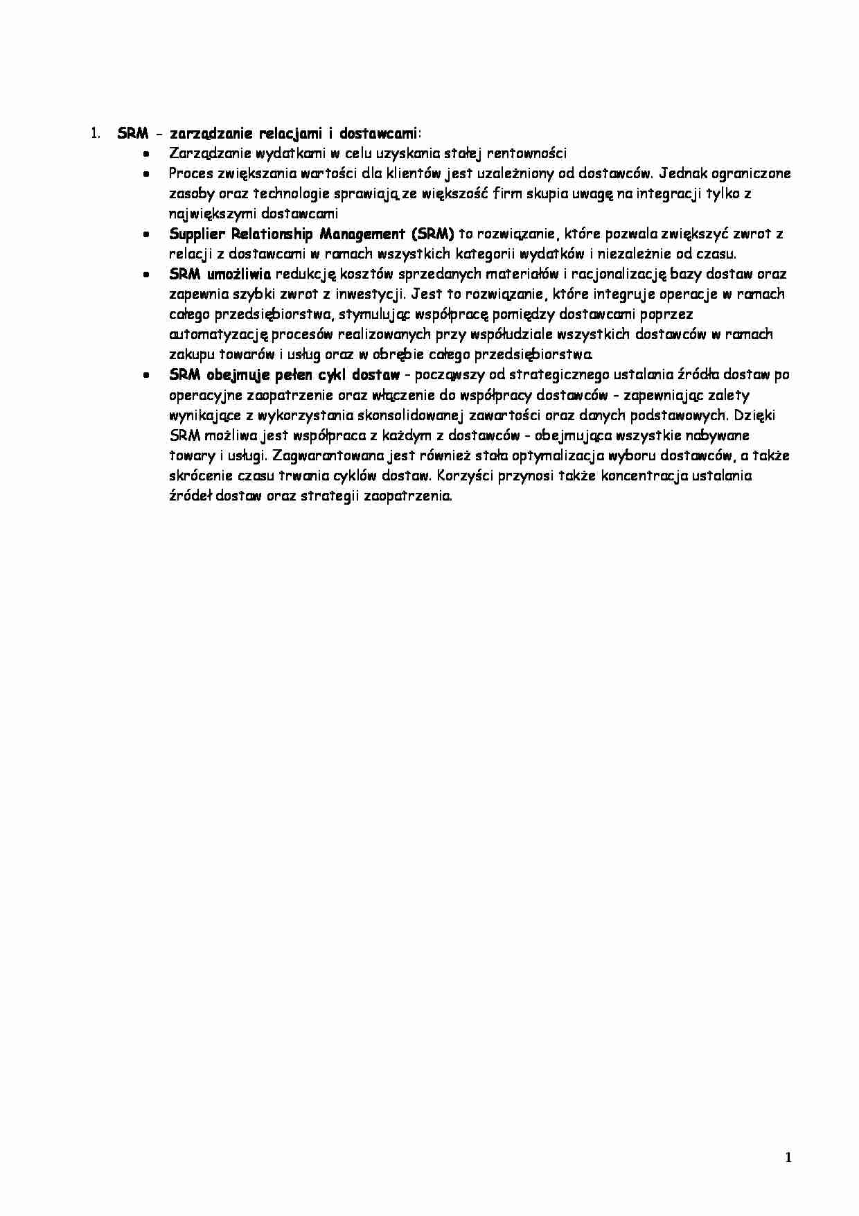 Zarządzanie produkcją i usługami - SRM - strona 1