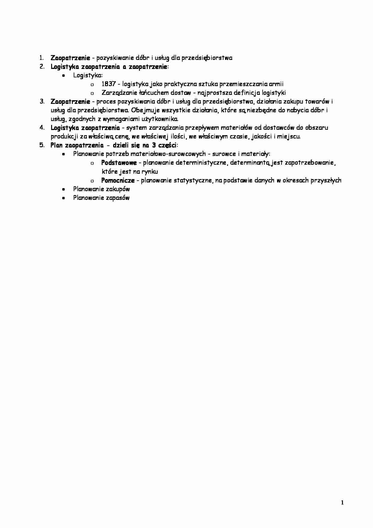 Zarządzanie produkcją i usługami - zaopatrzenie - strona 1