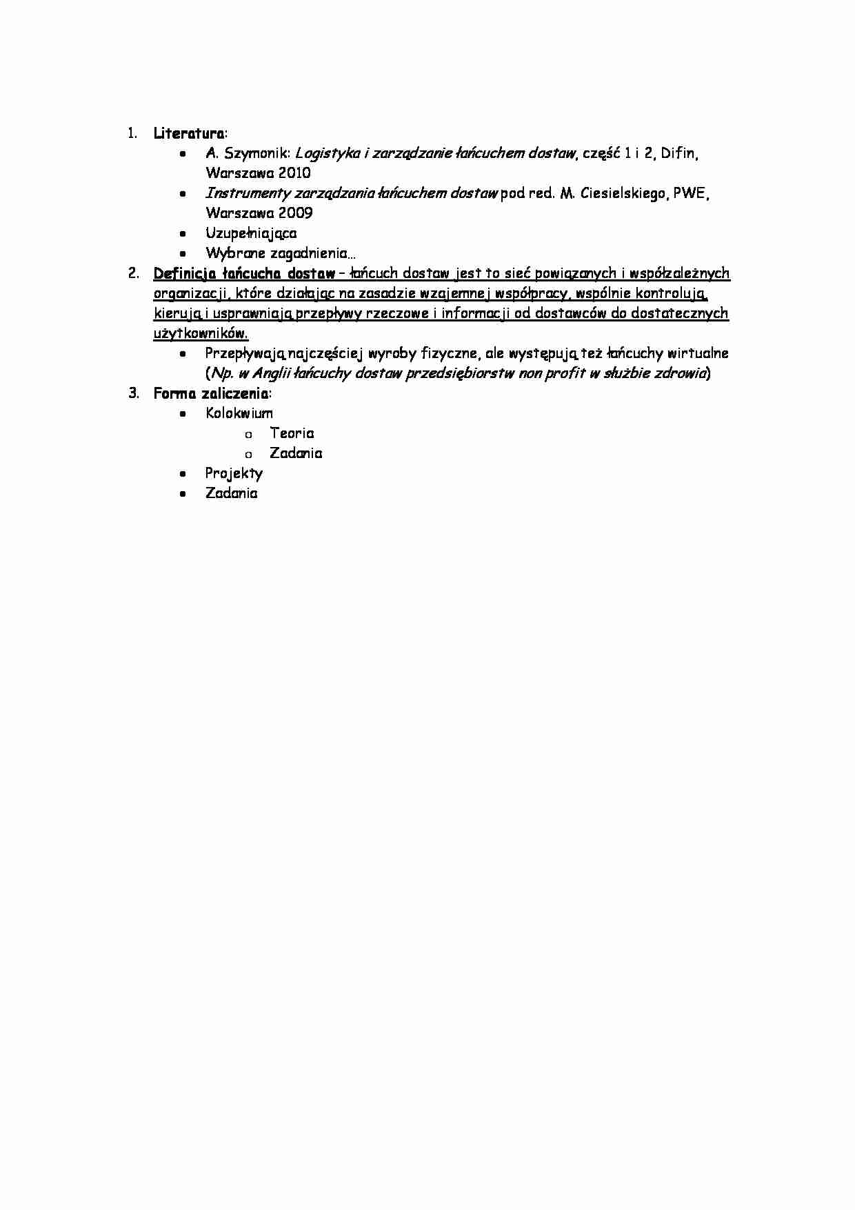 Logistyka i zarządzanie - sprawy organizacyjne, ćwiczenia - strona 1