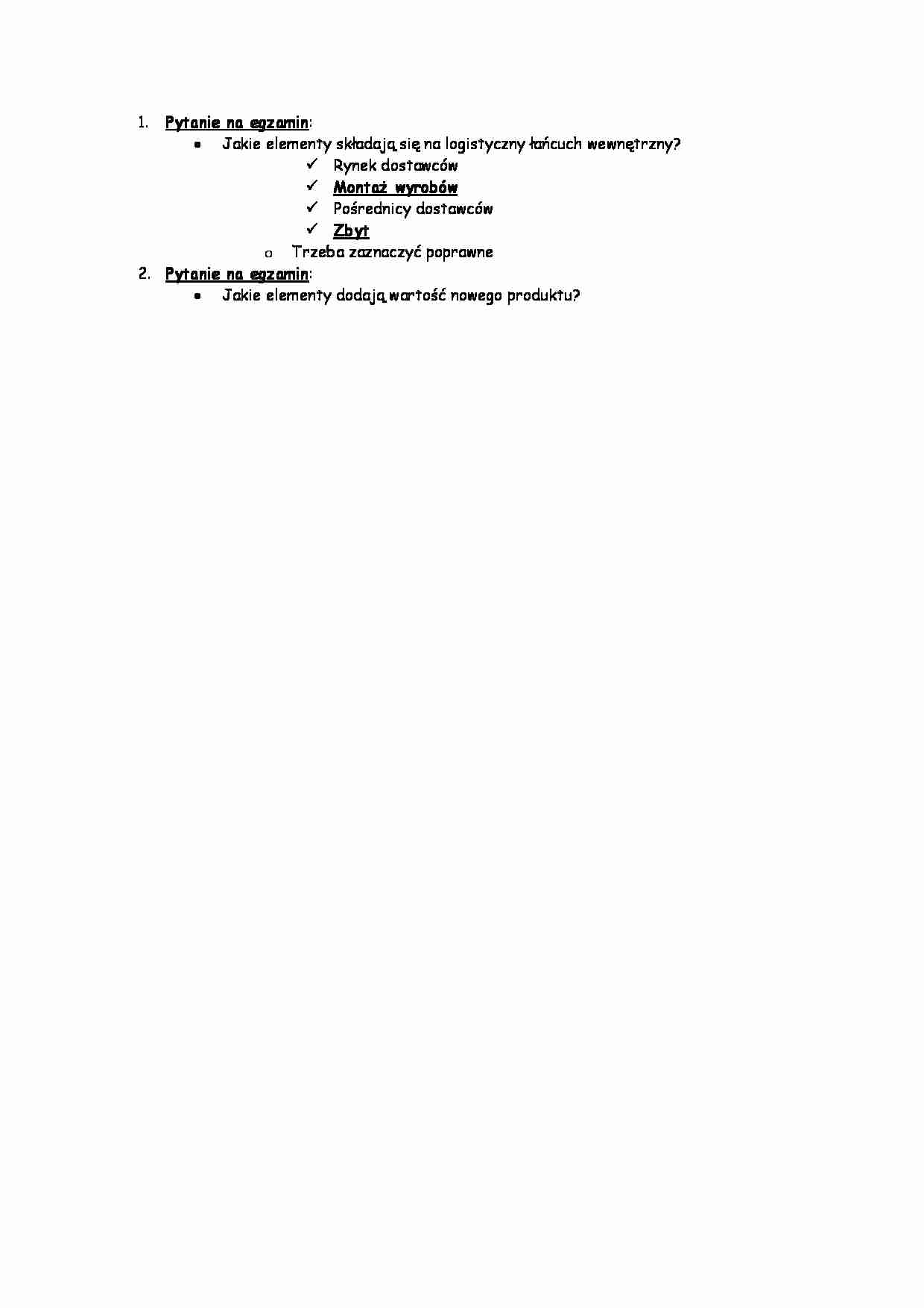 Logistyka produkcji - pytania na egzamin - strona 1