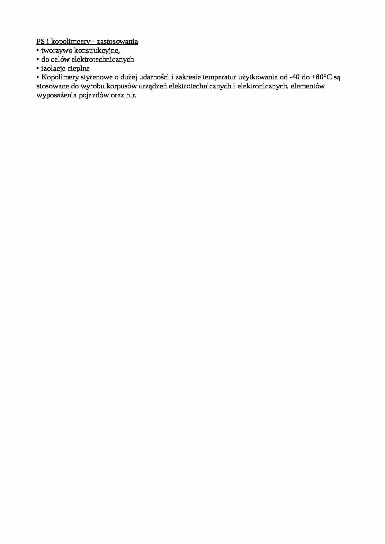 PS i kopolimeery - zastosowania - strona 1