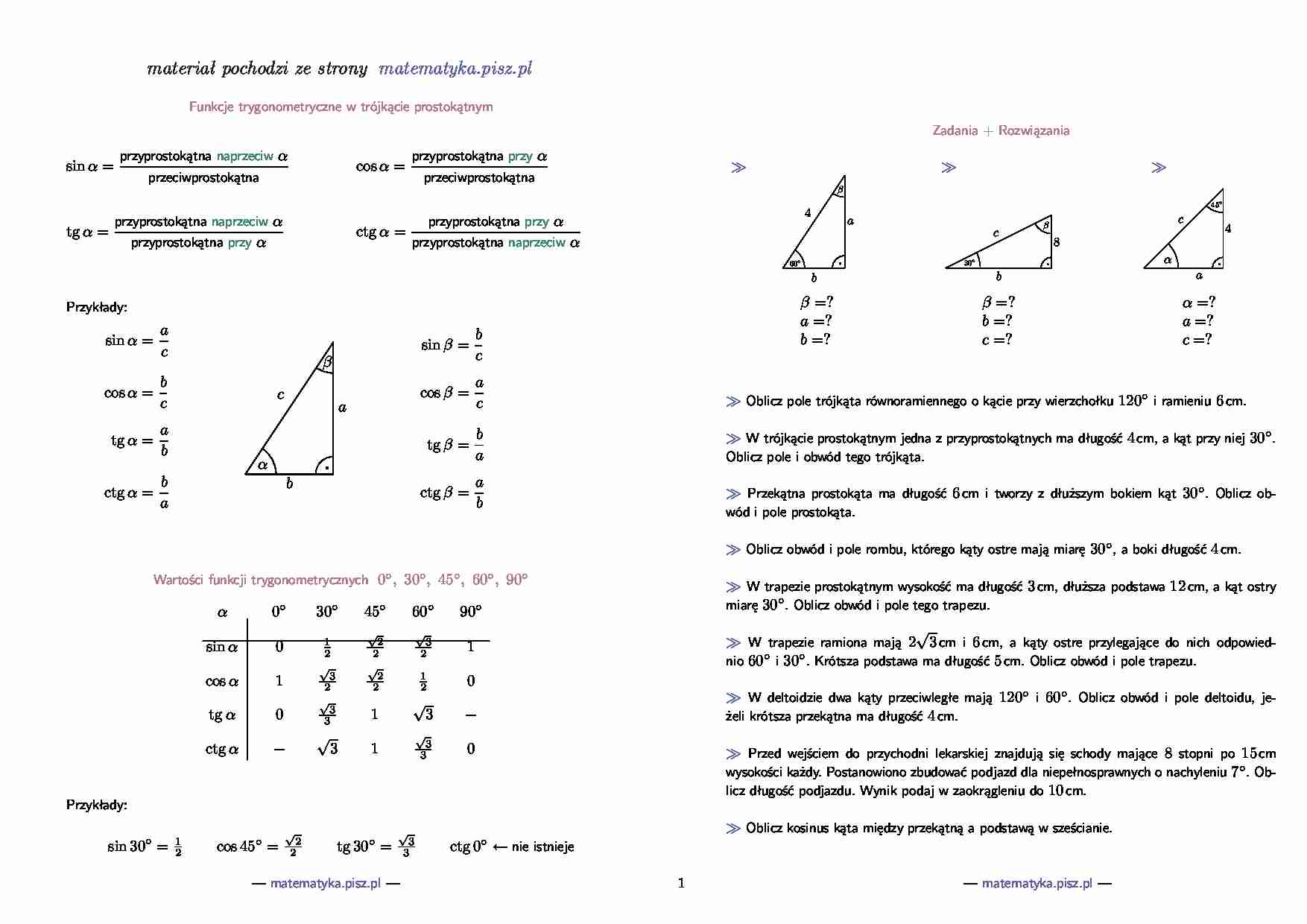 Trygonometria - strona 1