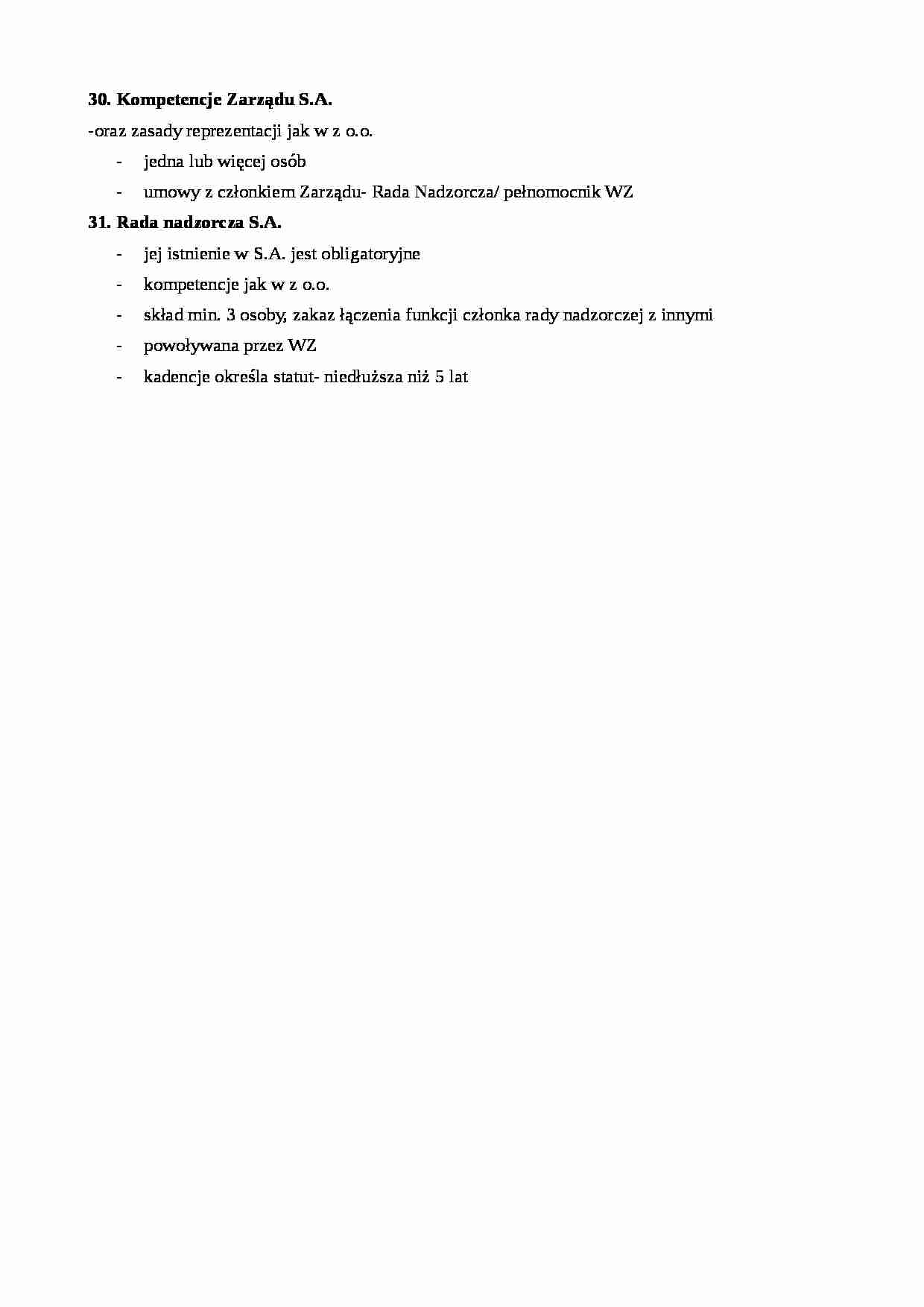 Rada nadzorcza i kompetencje zarządu S.A. - strona 1
