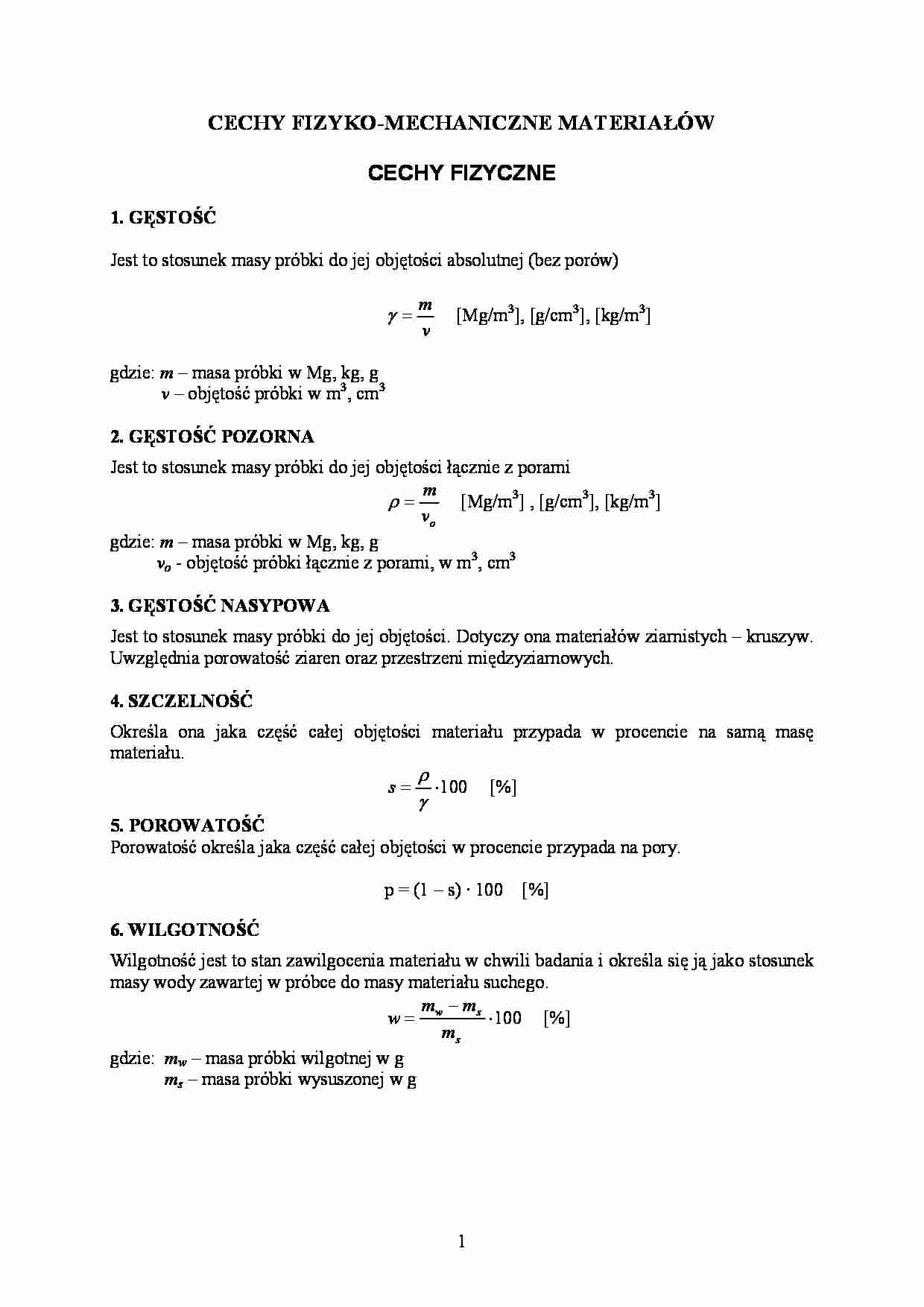 Cechy fizyko-mechaniczne materiałów - strona 1