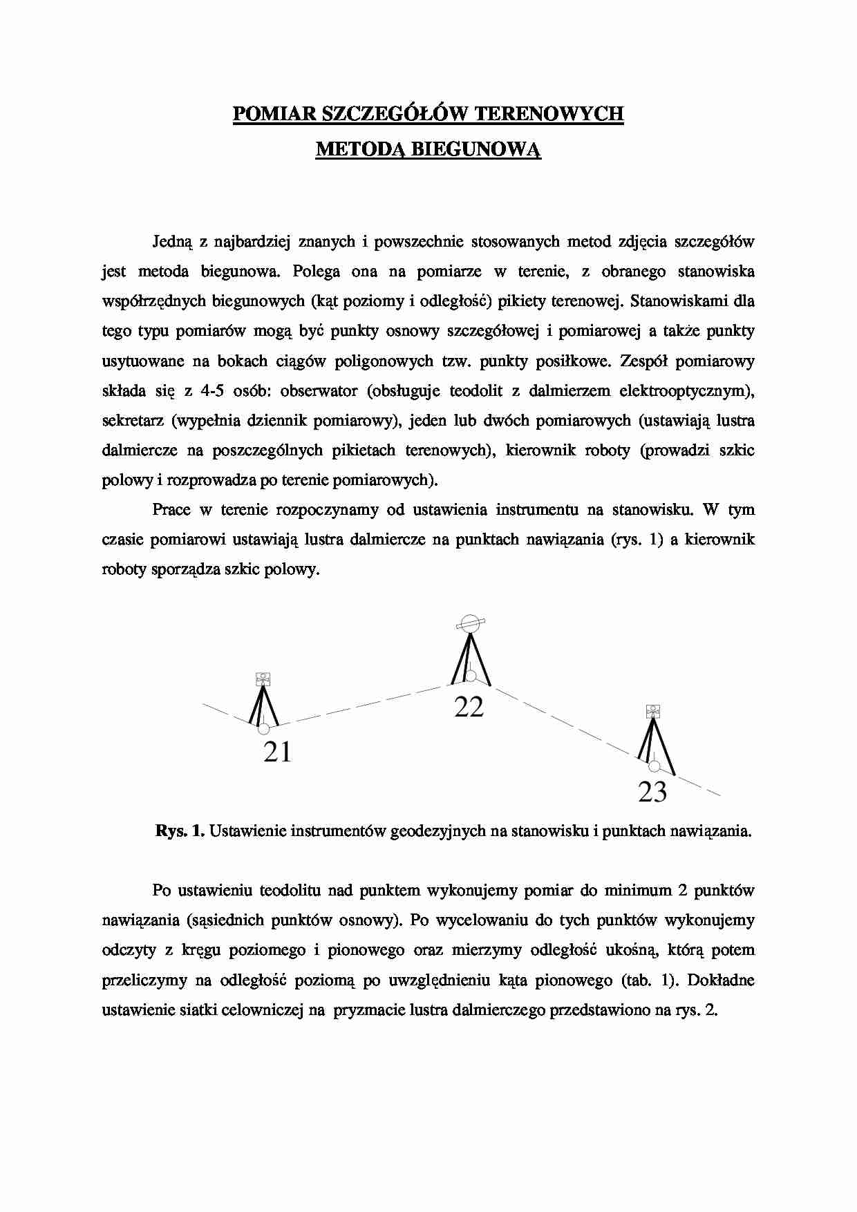 Pomiar szczegółów terenowych metodą biegunową - strona 1