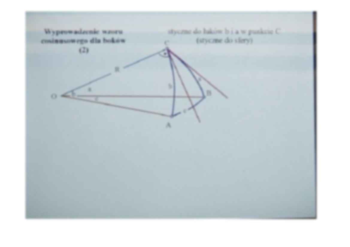 Podstawowe wzory służące do rozwiązania trójkąta sferycznego metodą ścisłą - strona 3