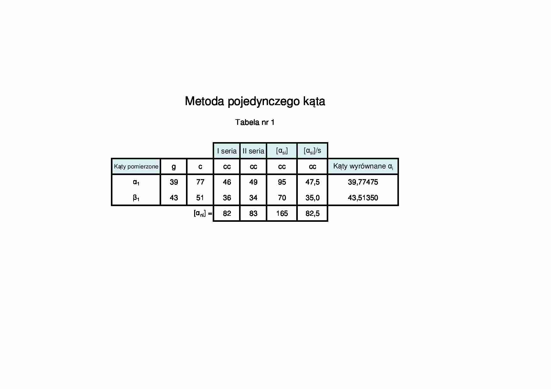 Wyrównanie stacyjne - metoda zwykła - strona 1