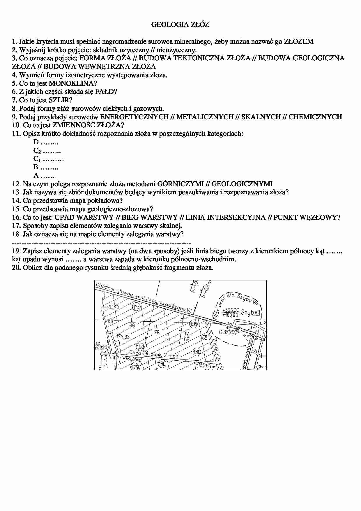 Geologia złóż - przykładowe pytania  - strona 1