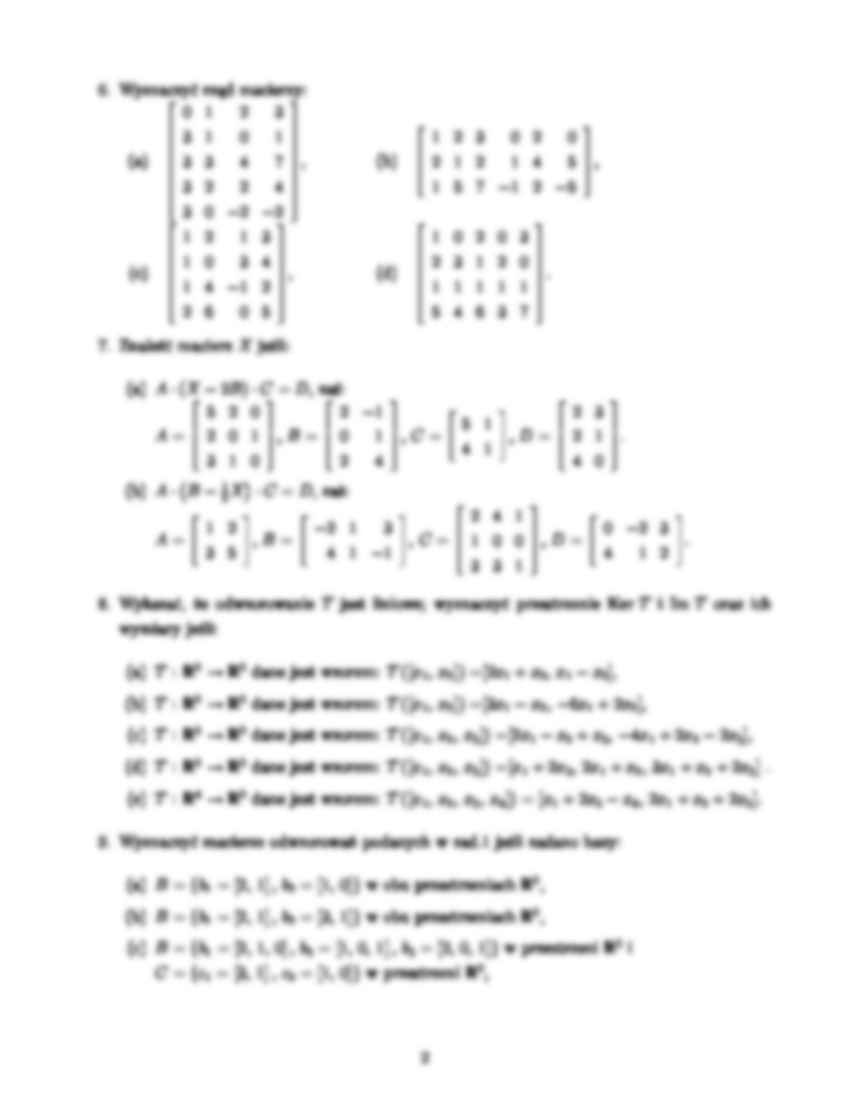 Algebra liniowa - zestaw zadań - strona 2