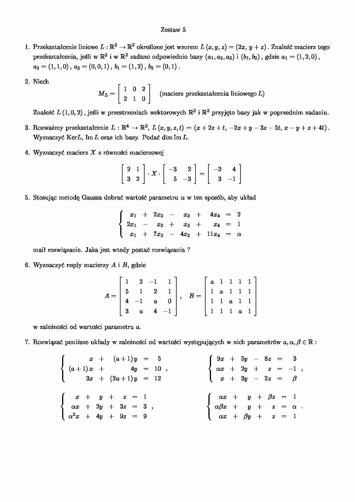 Matematyka - zestaw 5 - strona 1