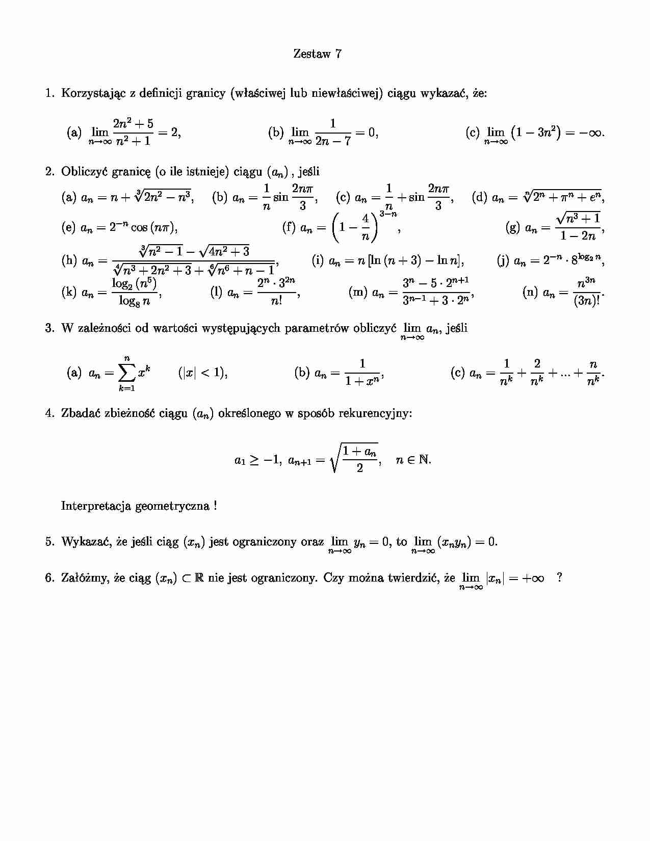 Matematyka - zestaw 7 - strona 1