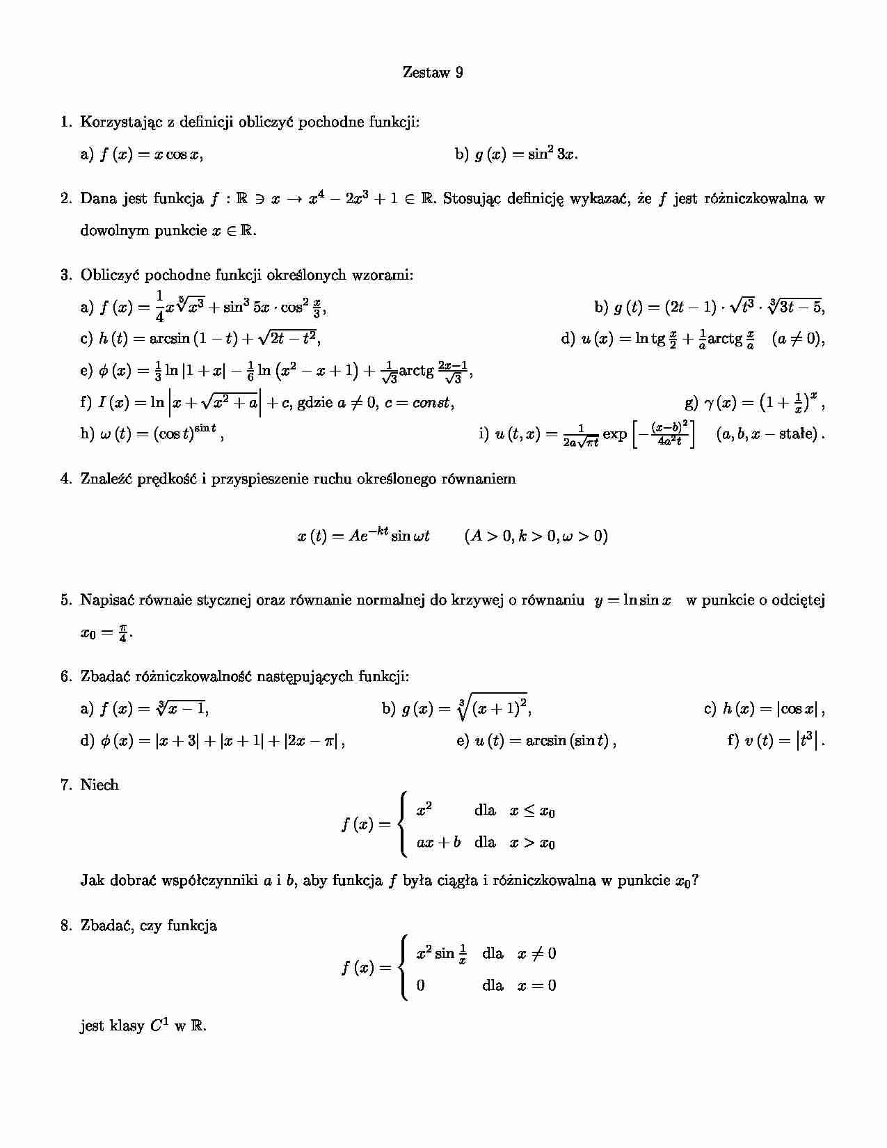 Matematyka - zestaw 9 - strona 1