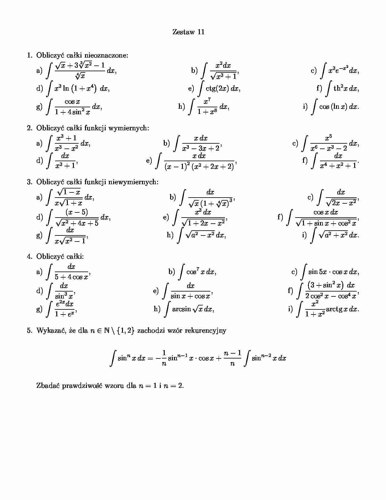 Matematyka - zestaw 11 - strona 1