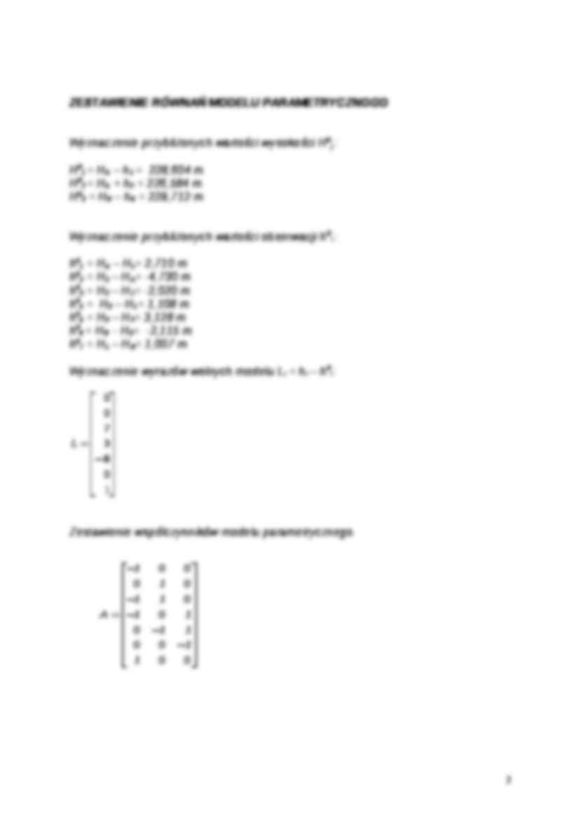 Wyrównanie sieci niwelacyjnej metodą najmniejszych kwadratów - strona 2