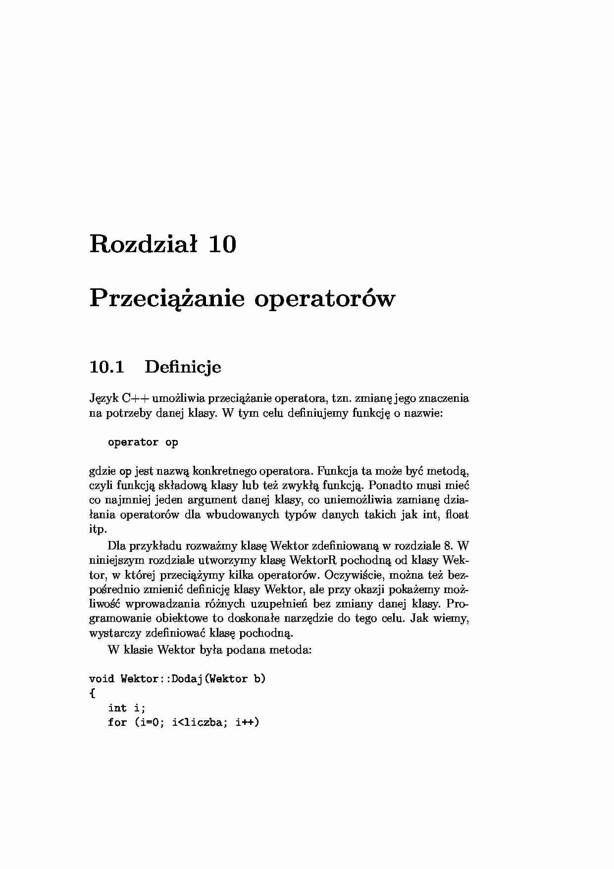 Programowanie obiektowe - przeciążanie operatorów. - strona 1