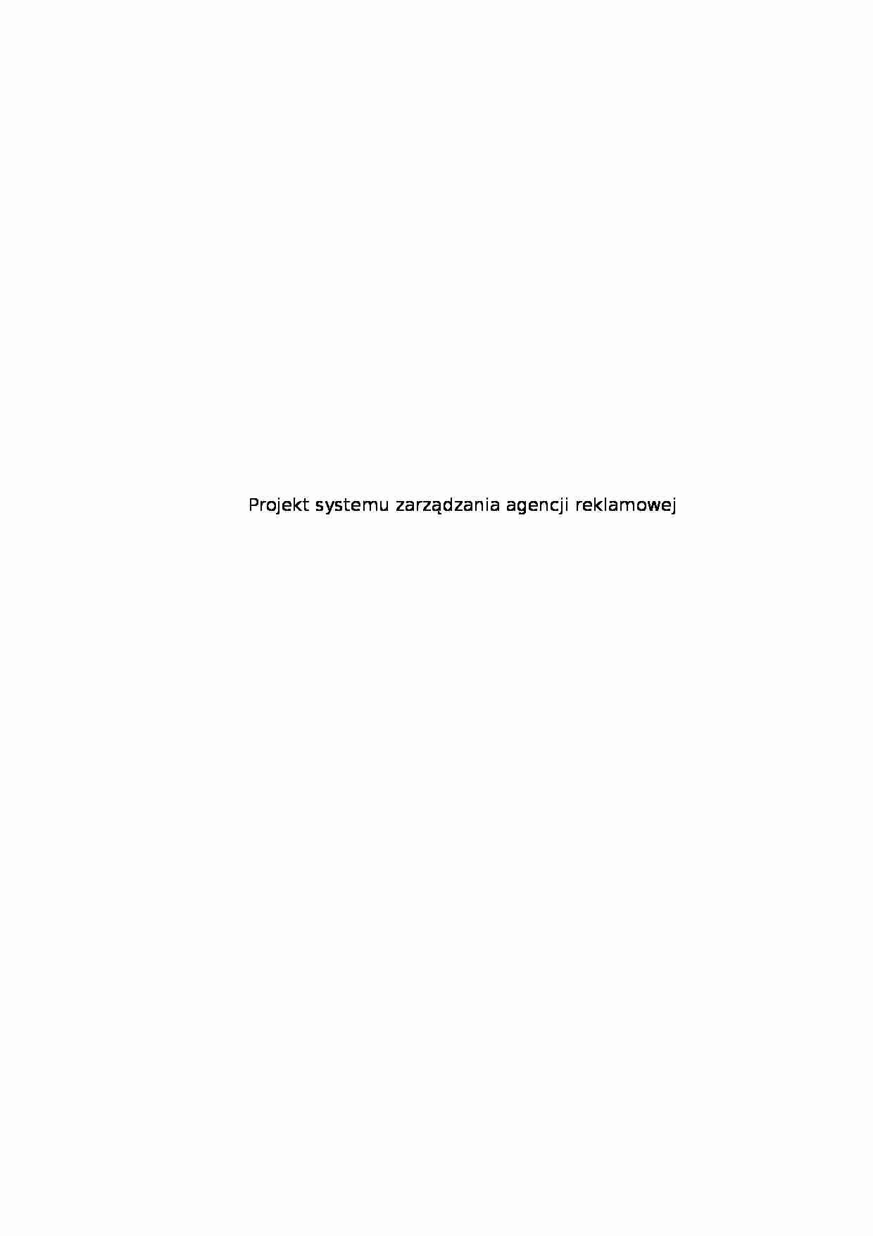 Projekt systemu zarządzania agencji reklamowej - Bilans przedsiębiorstwa - strona 1