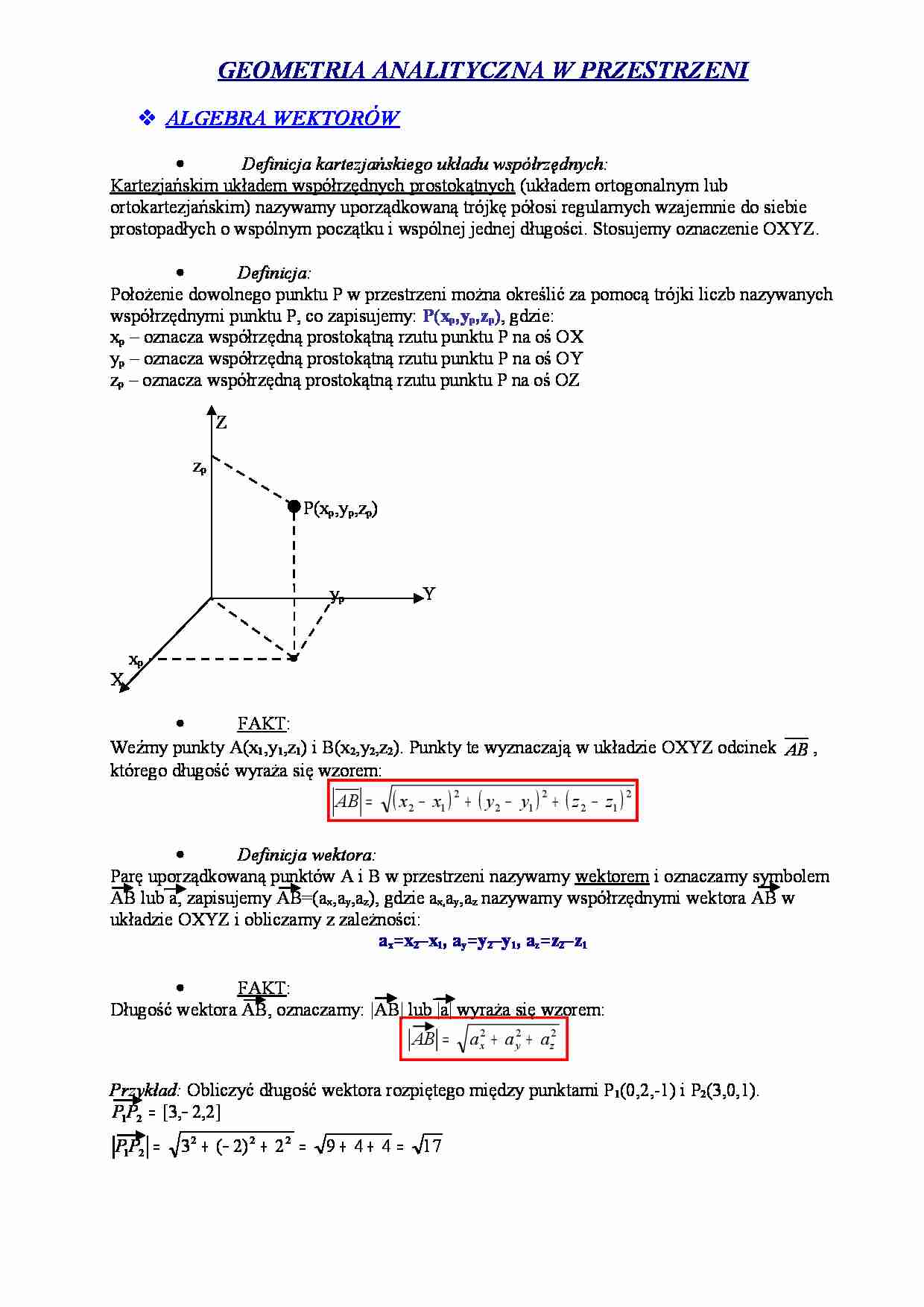 Geometria analityczna w przestrzeni - Antena kolinearna - ALGEBRA WEKTORÓW - strona 1