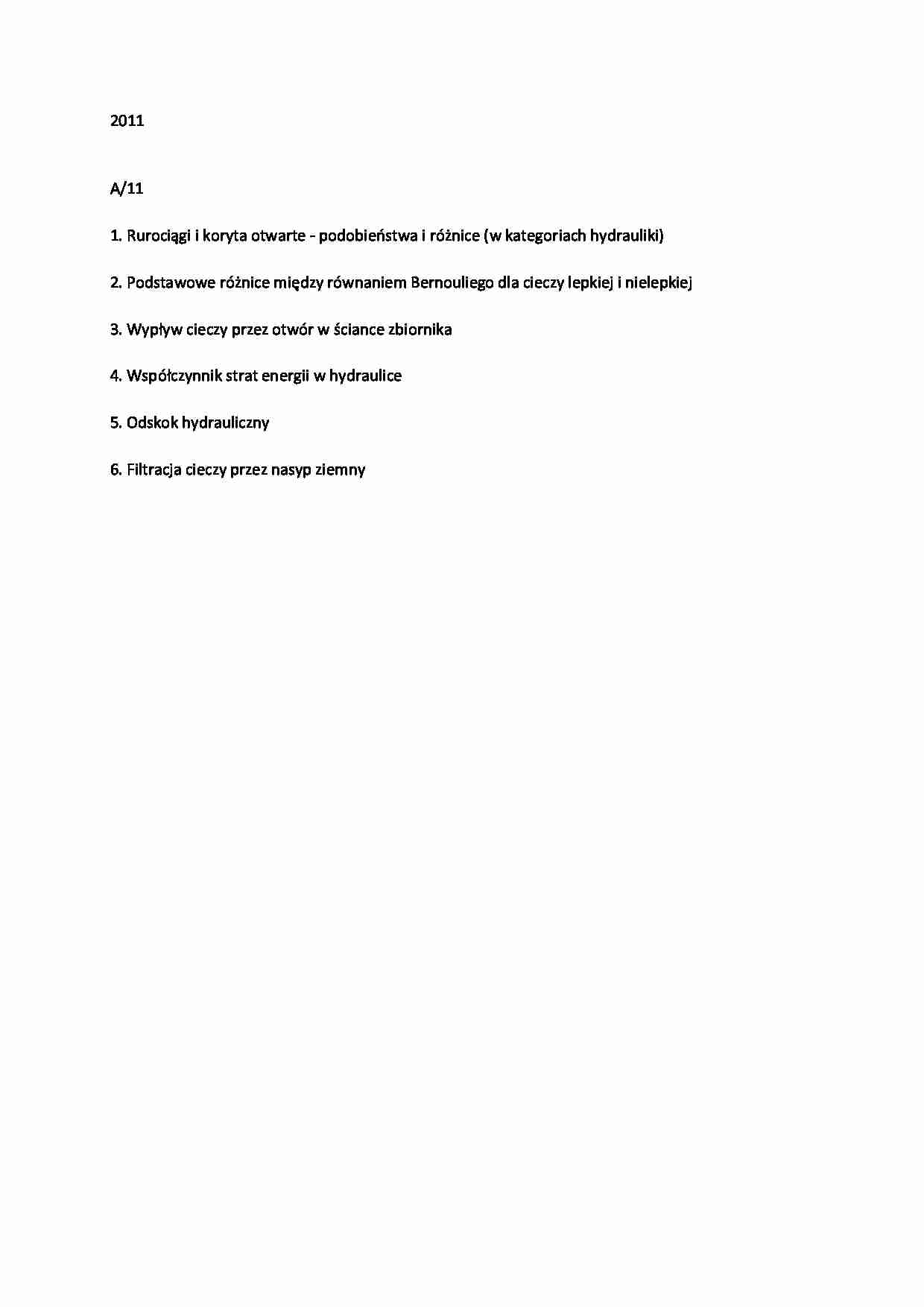 Hydraulika-egzamin z 2011 A11 - strona 1