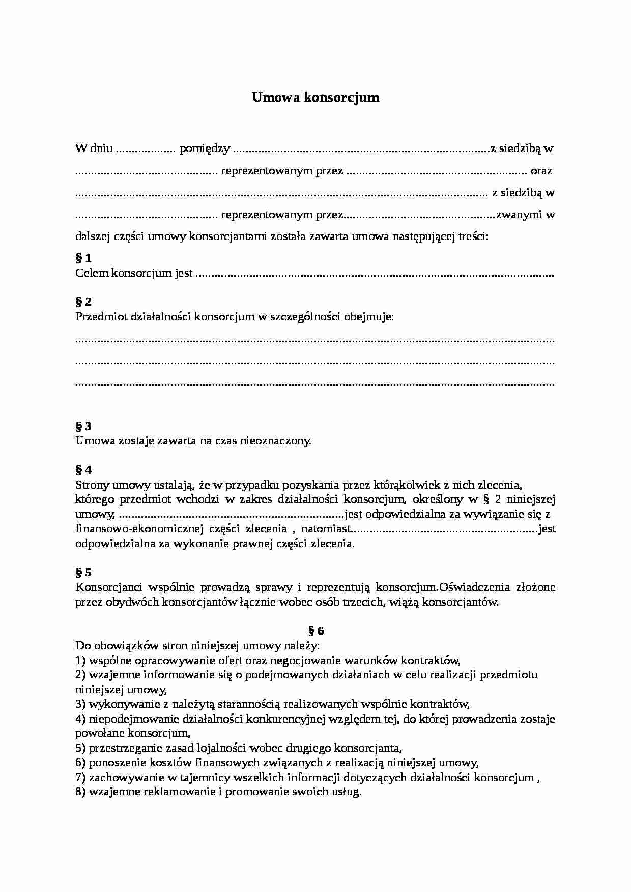Wzór umowyUmowa konsorcjum Notatek.pl