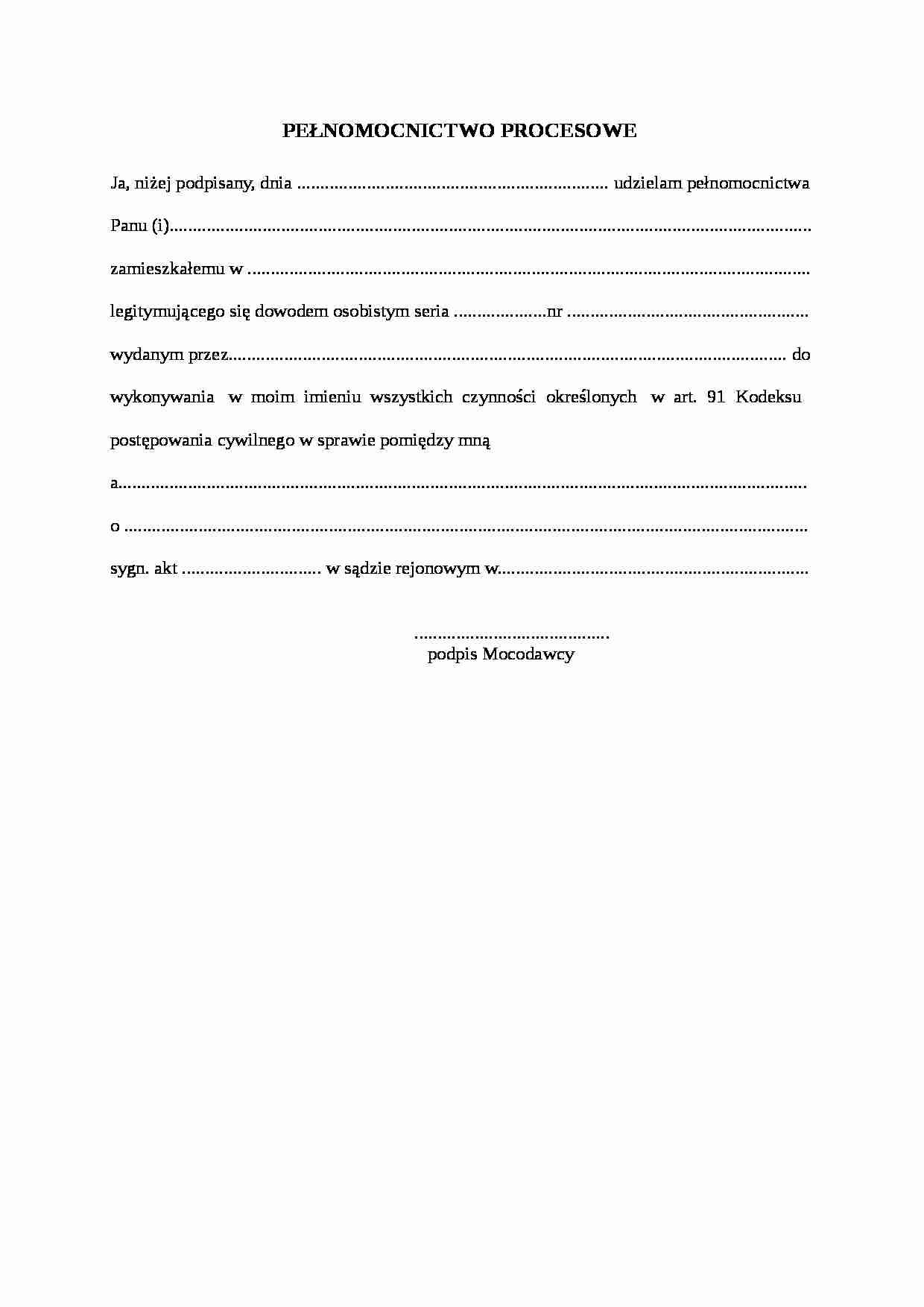 Wzór-Pełnomocnictwo procesowe - strona 1