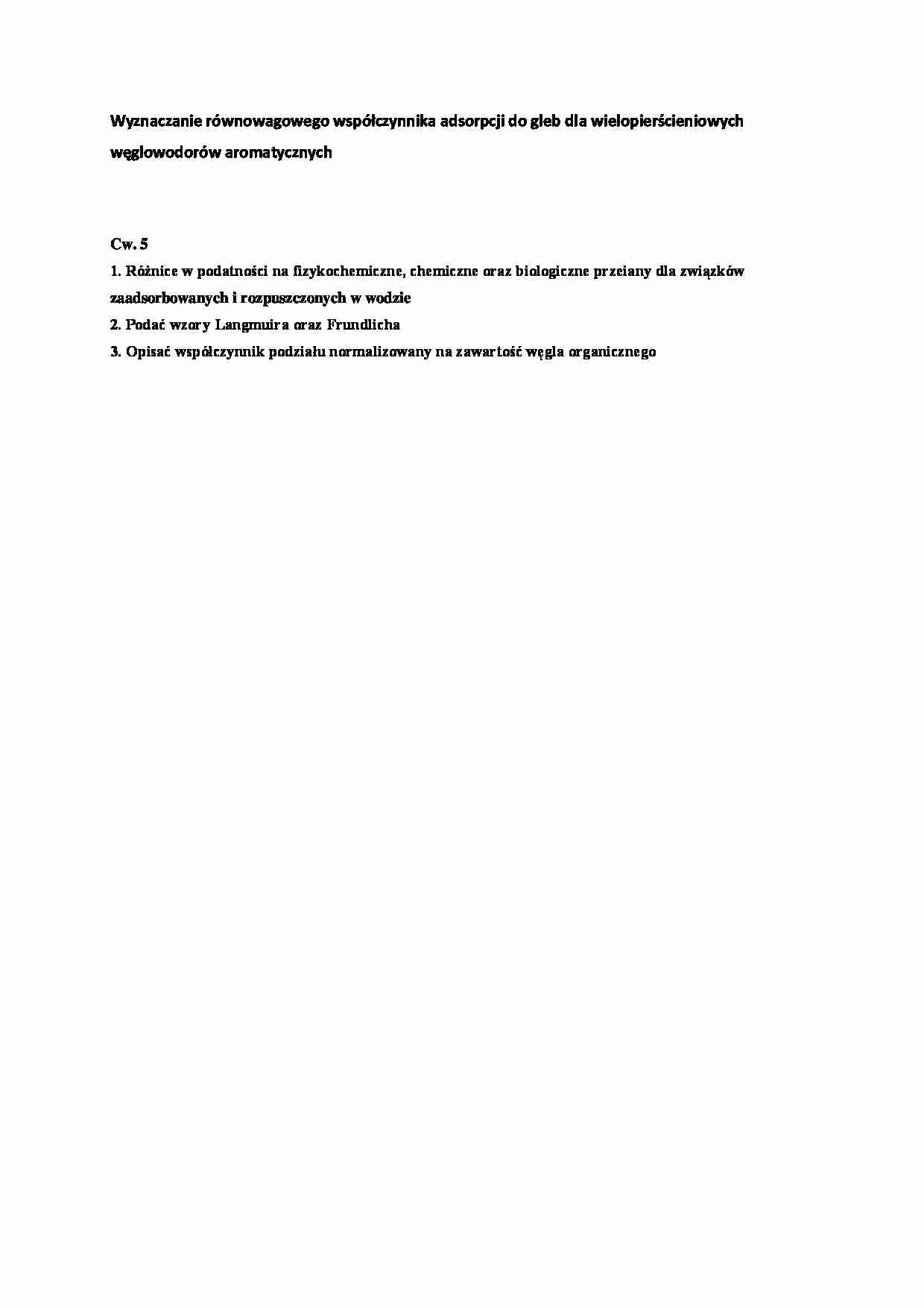 Wyznaczanie równowagowego współczynnika adsorpcji do gleb - strona 1