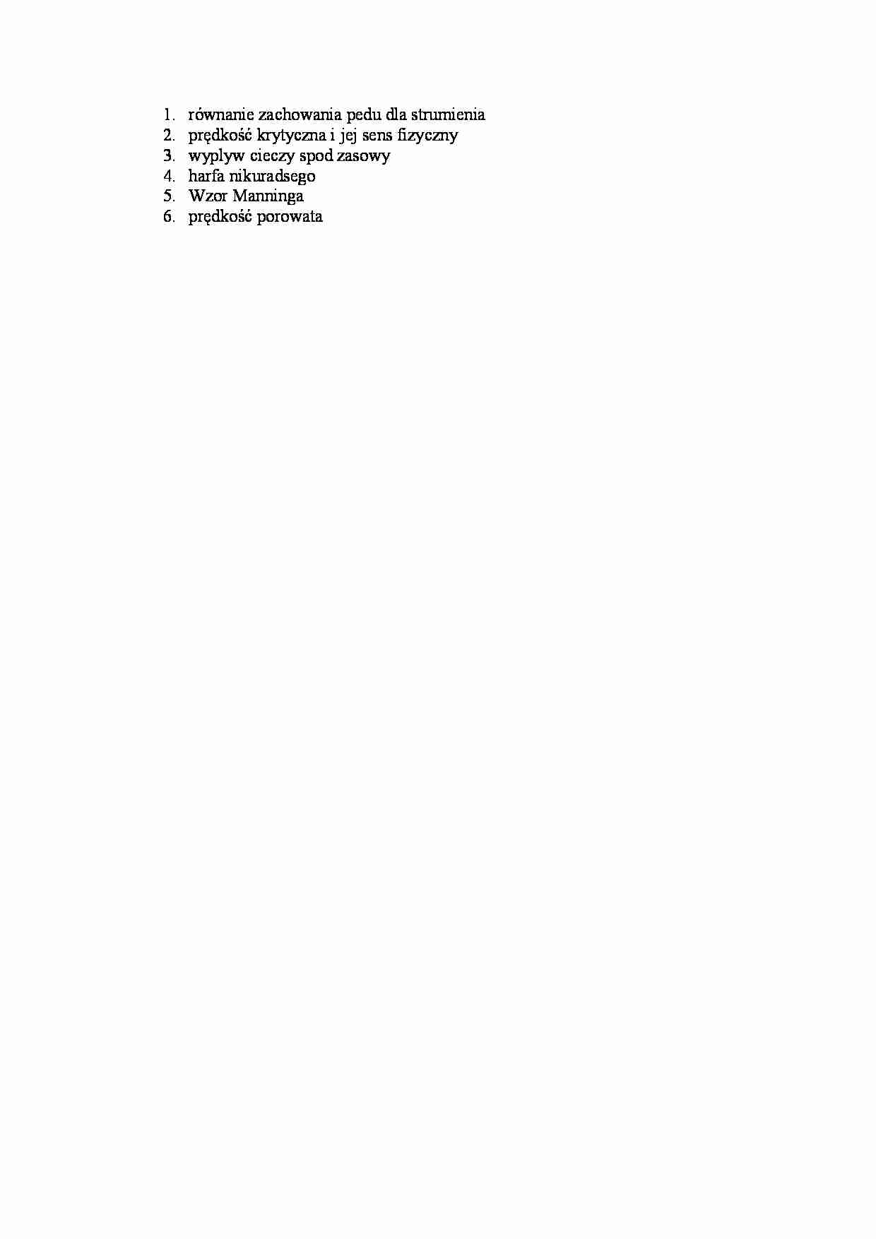 Egzamin pytania z hydrauliki - strona 1