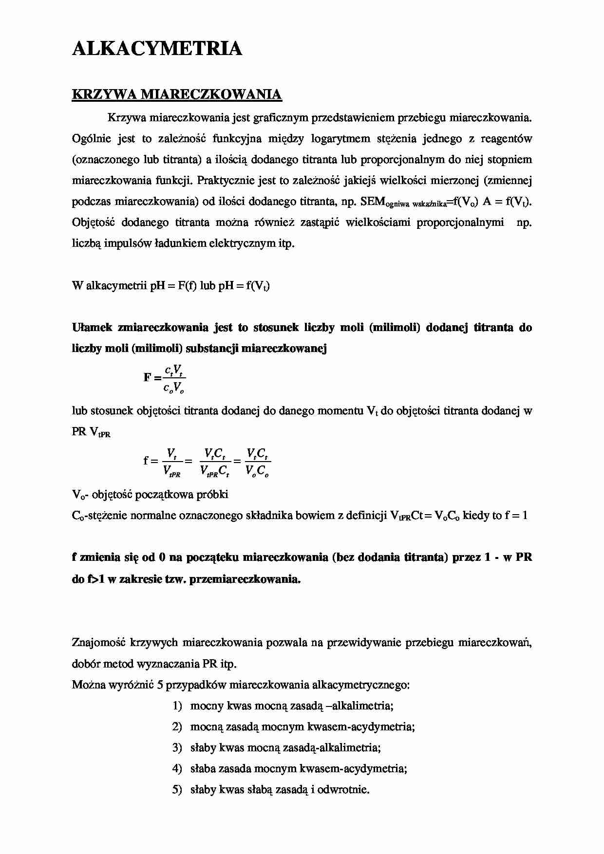 Chemia analityczna - Alkacymetria - strona 1