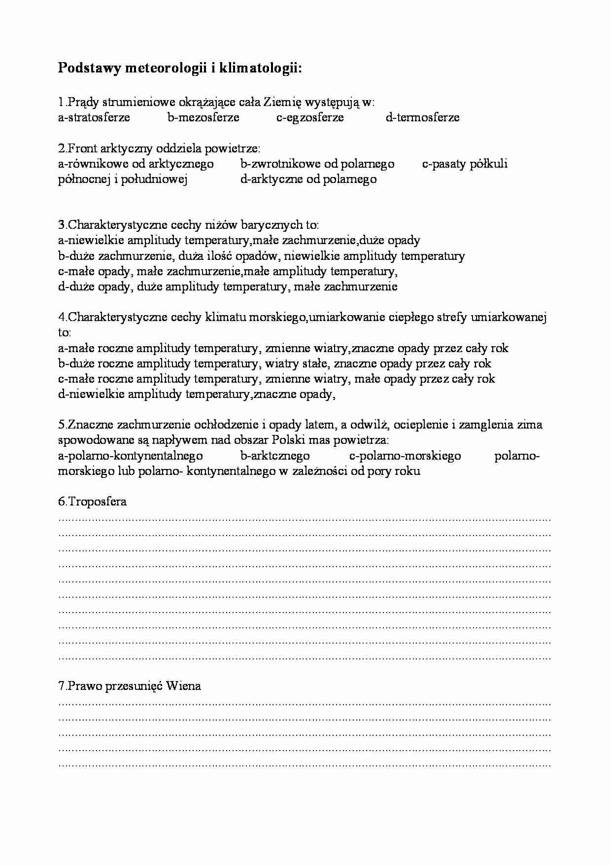 Egzamin z meteorologii i klimatologii - Prawo przesunięć Wiena - strona 1