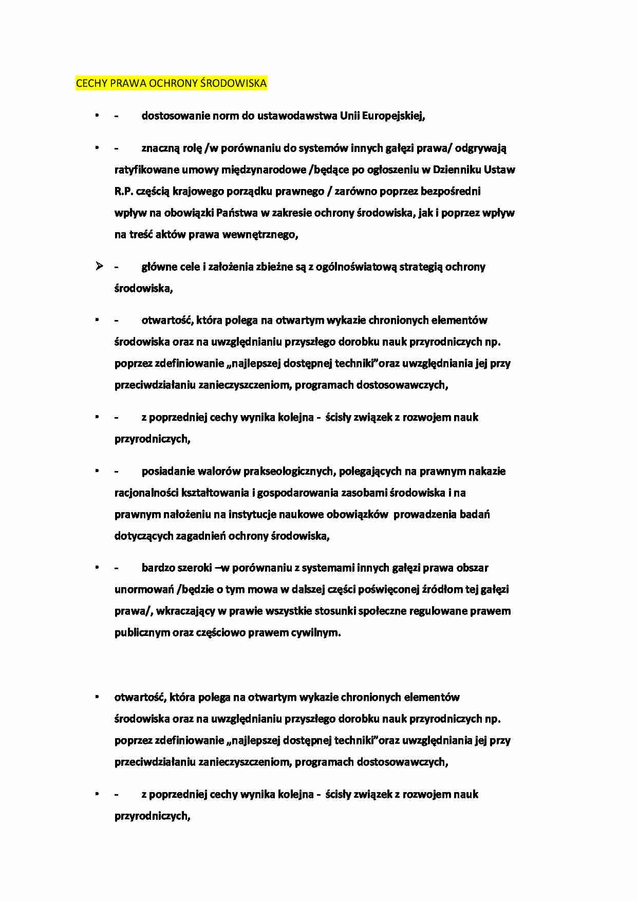 Cechy prawa ochrony środowiska - strona 1