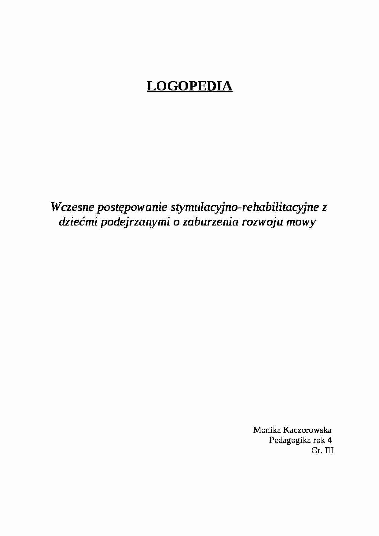 LOGOPEDIA- pedagogika - strona 1