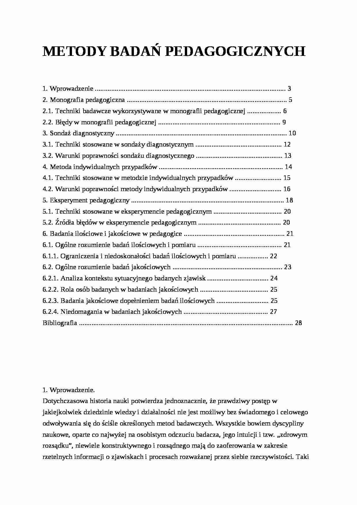Metody badań socjologicznych- pedagogika - strona 1