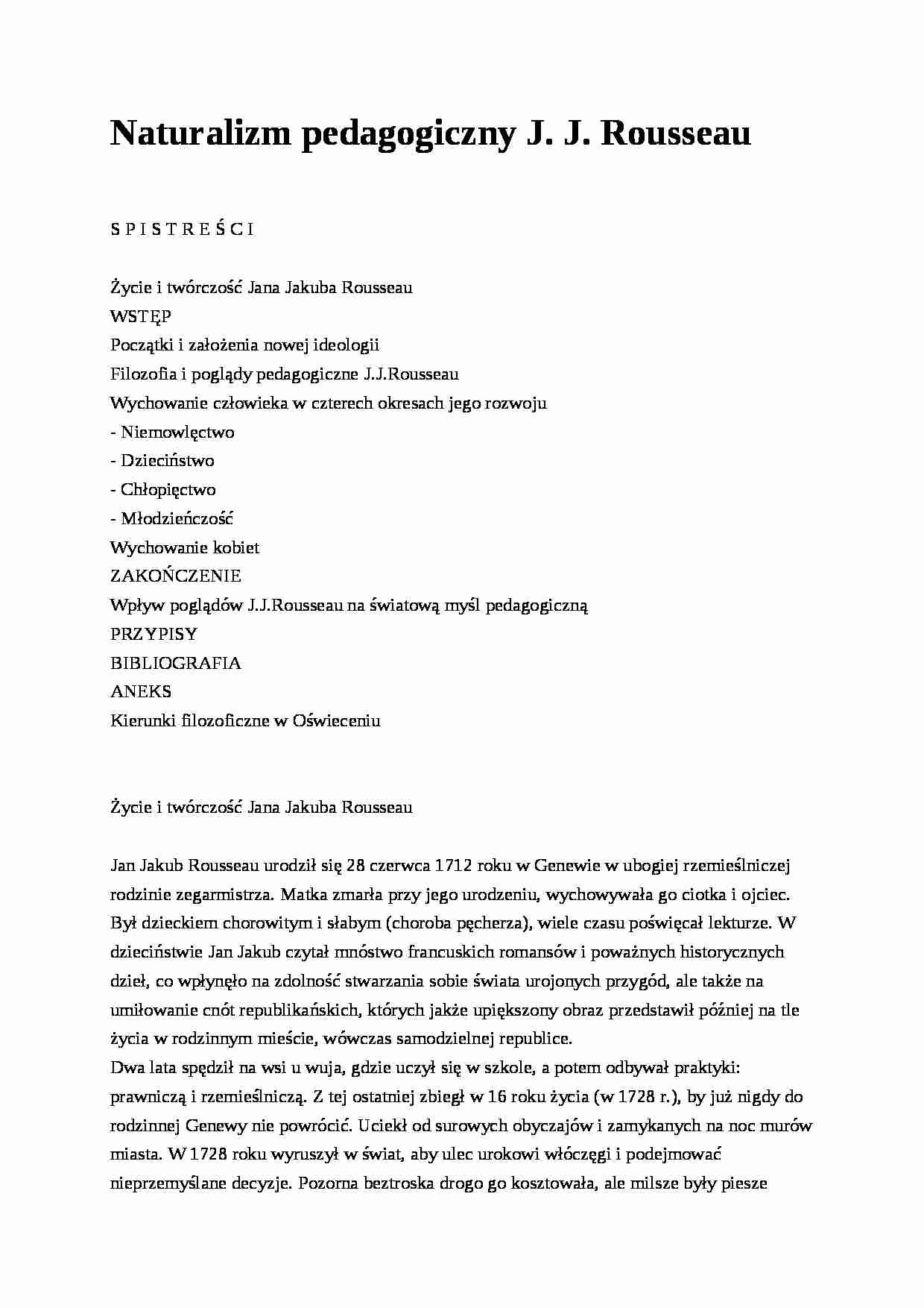 Naturalizm pedagogiczny- pedagogika - strona 1