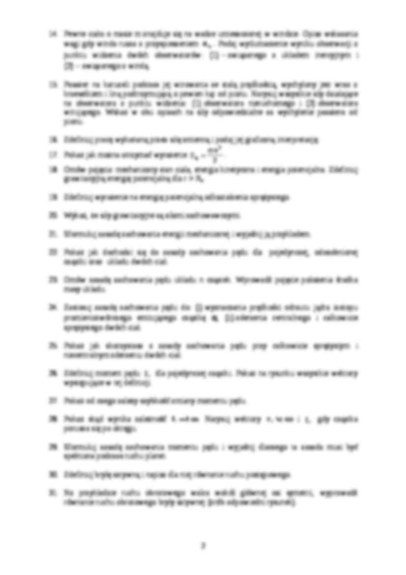 Pytania na egzamin z mechaniki i ciepła. - strona 2