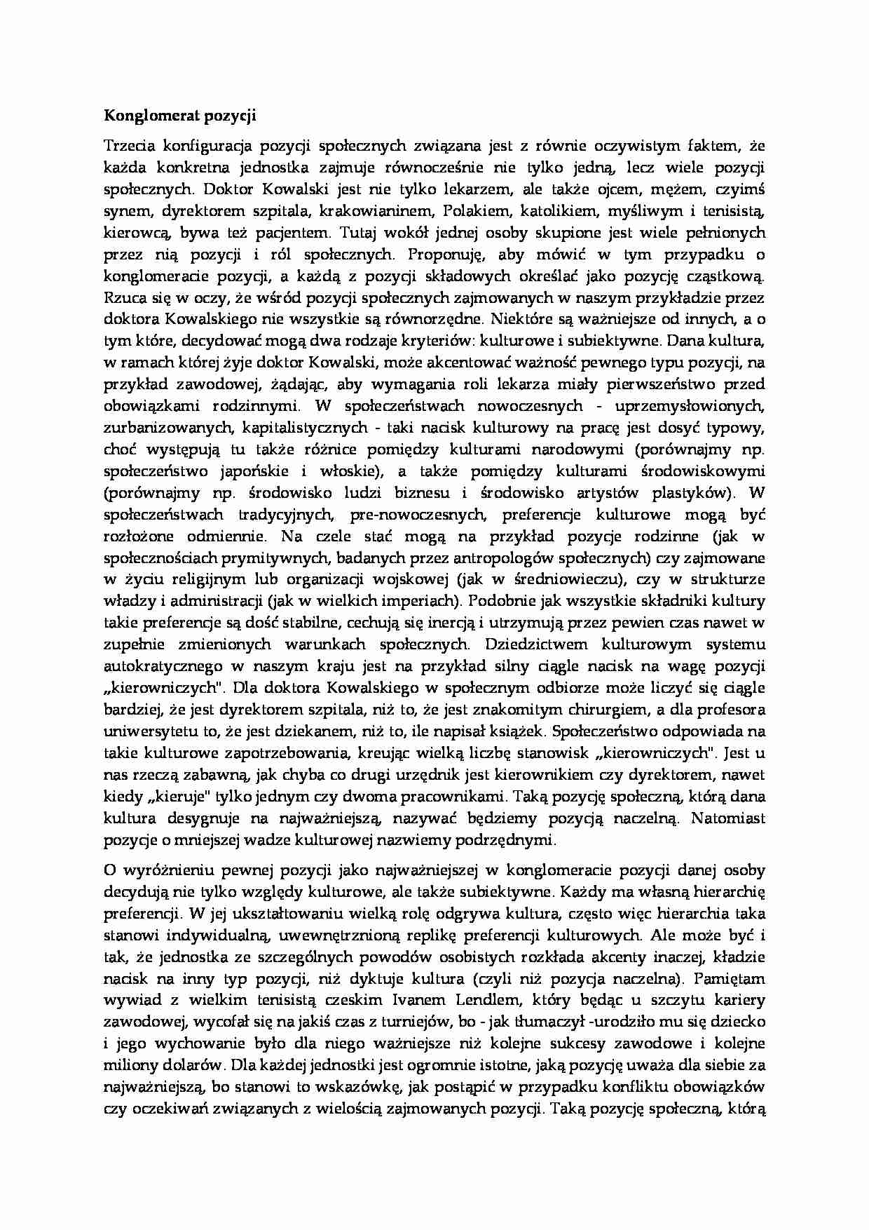 Konglomerat  pozycji - socjologia - strona 1