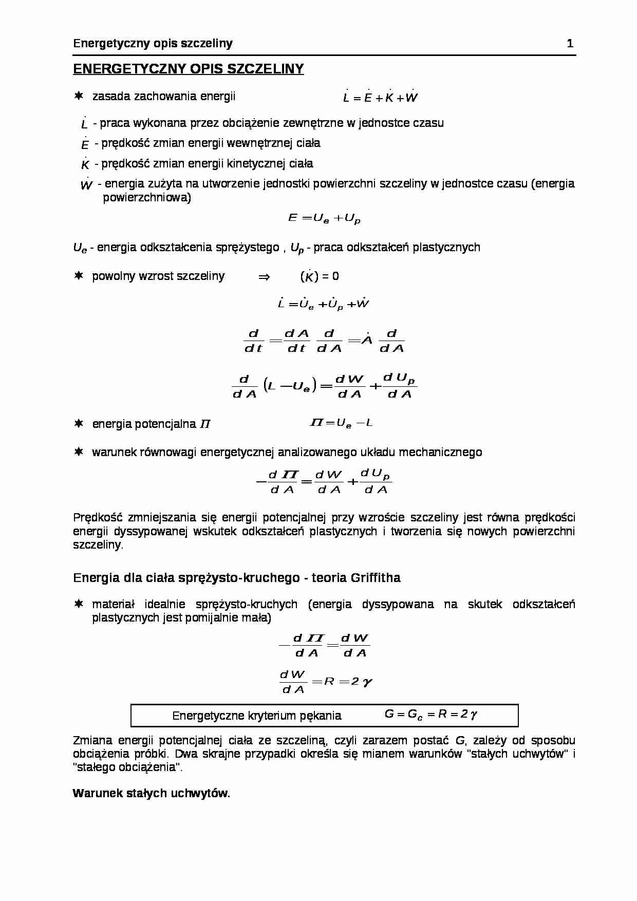 Zasada zachowanie energii - opis - strona 1