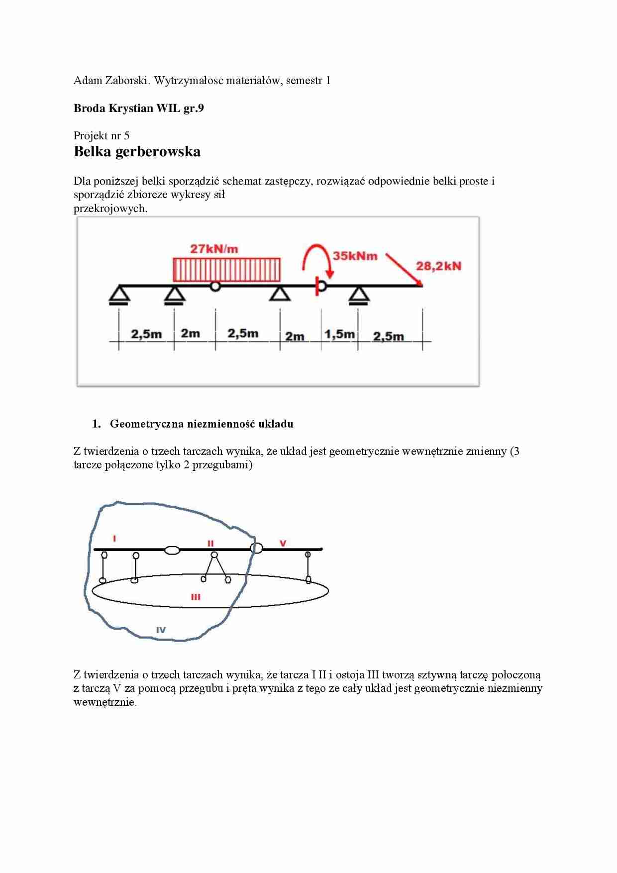 Belka gerberowska - Geometryczna niezmienność układu - strona 1