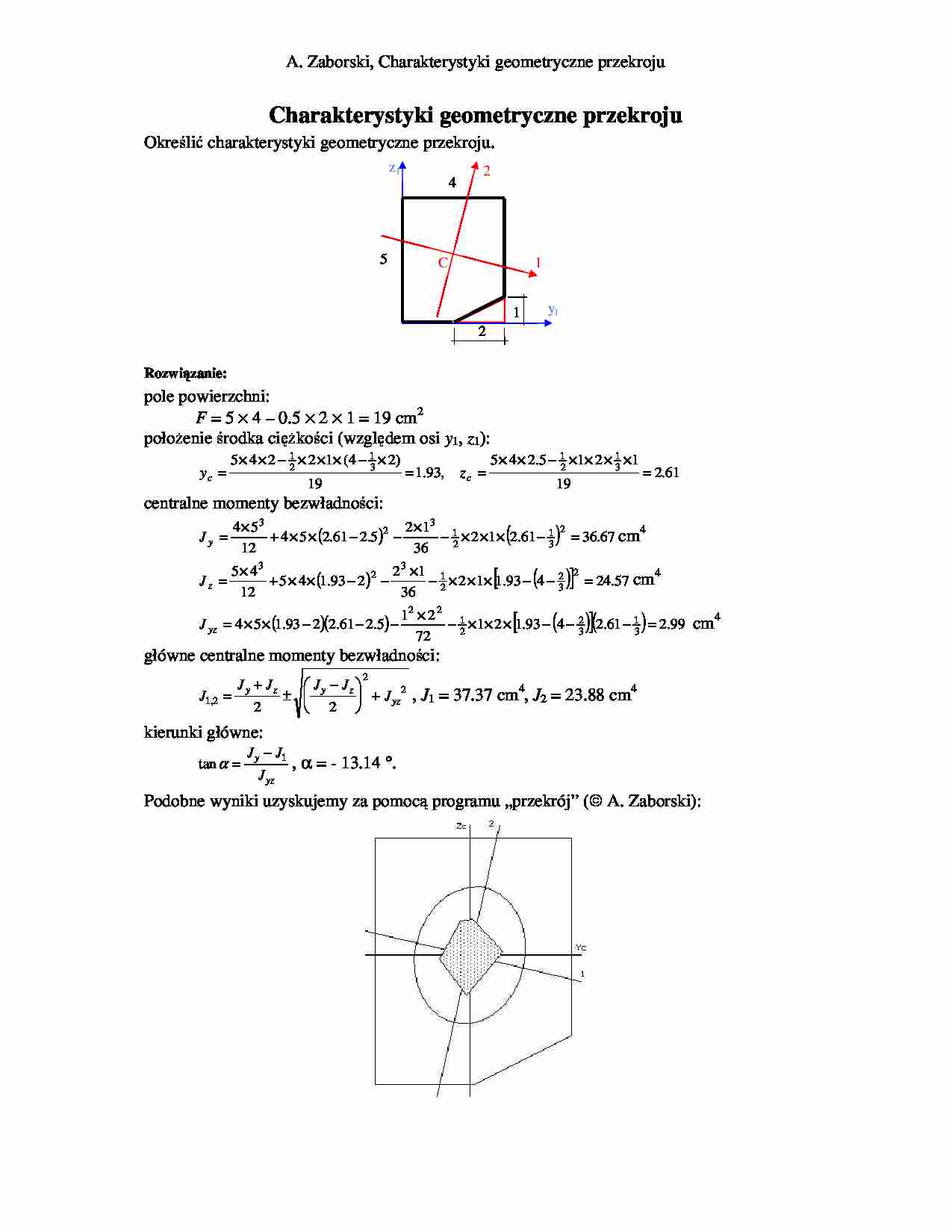 Charakterystyki geometryczne przekroju - strona 1