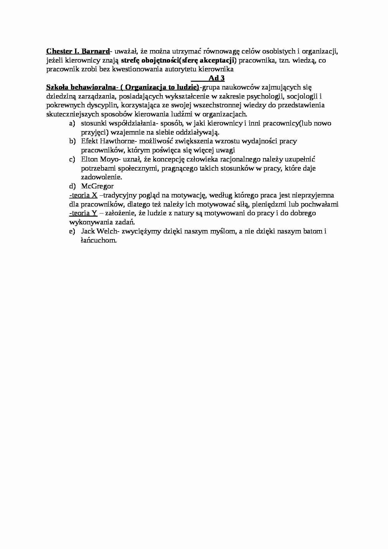 Szkoła behawioralna - opracowanie - strona 1