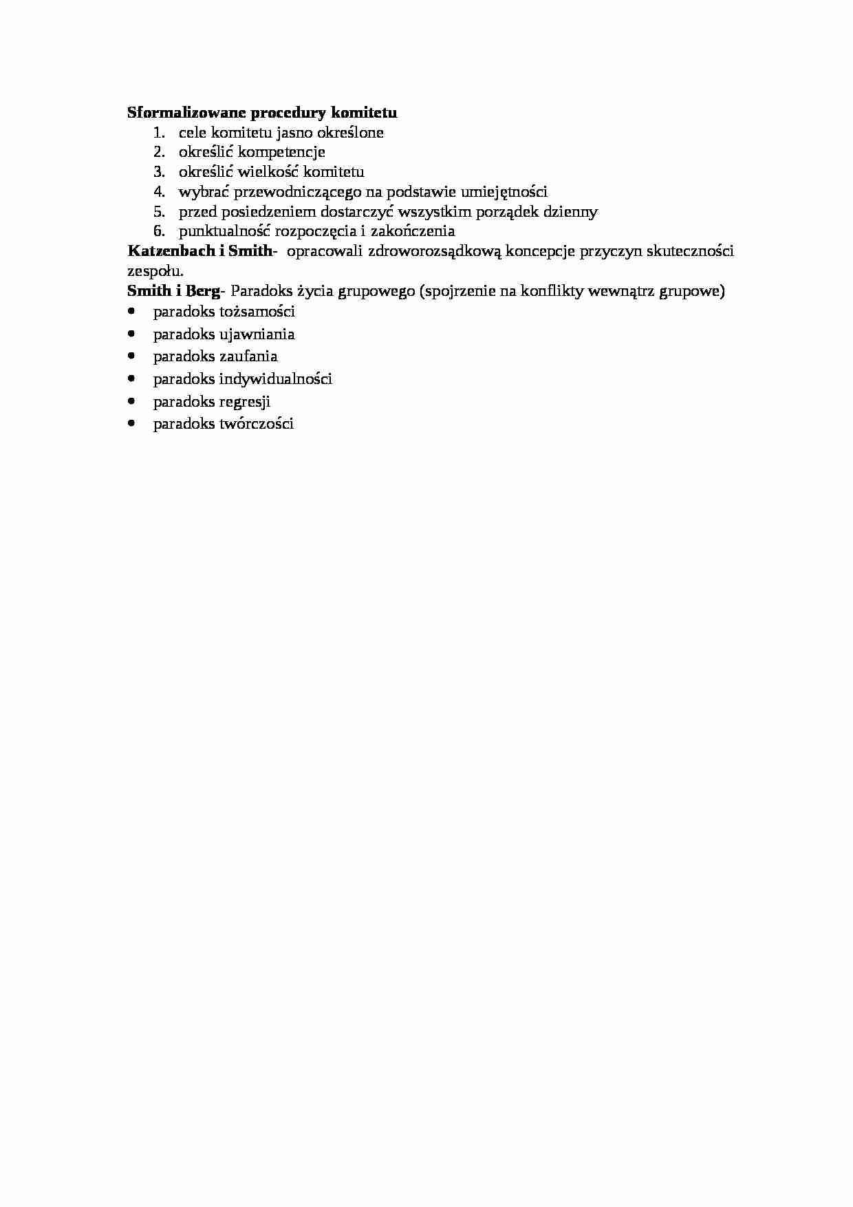 Sformalizowane procedury komitetu - omówienie - strona 1