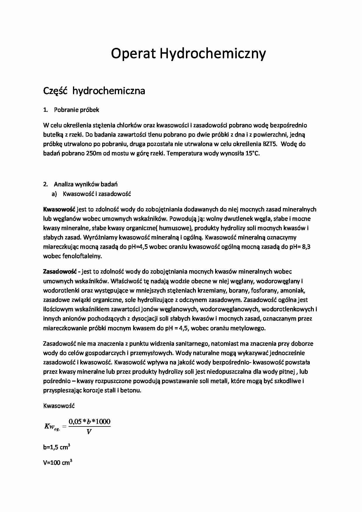 Operat hydrochemiczny - omówienie - strona 1