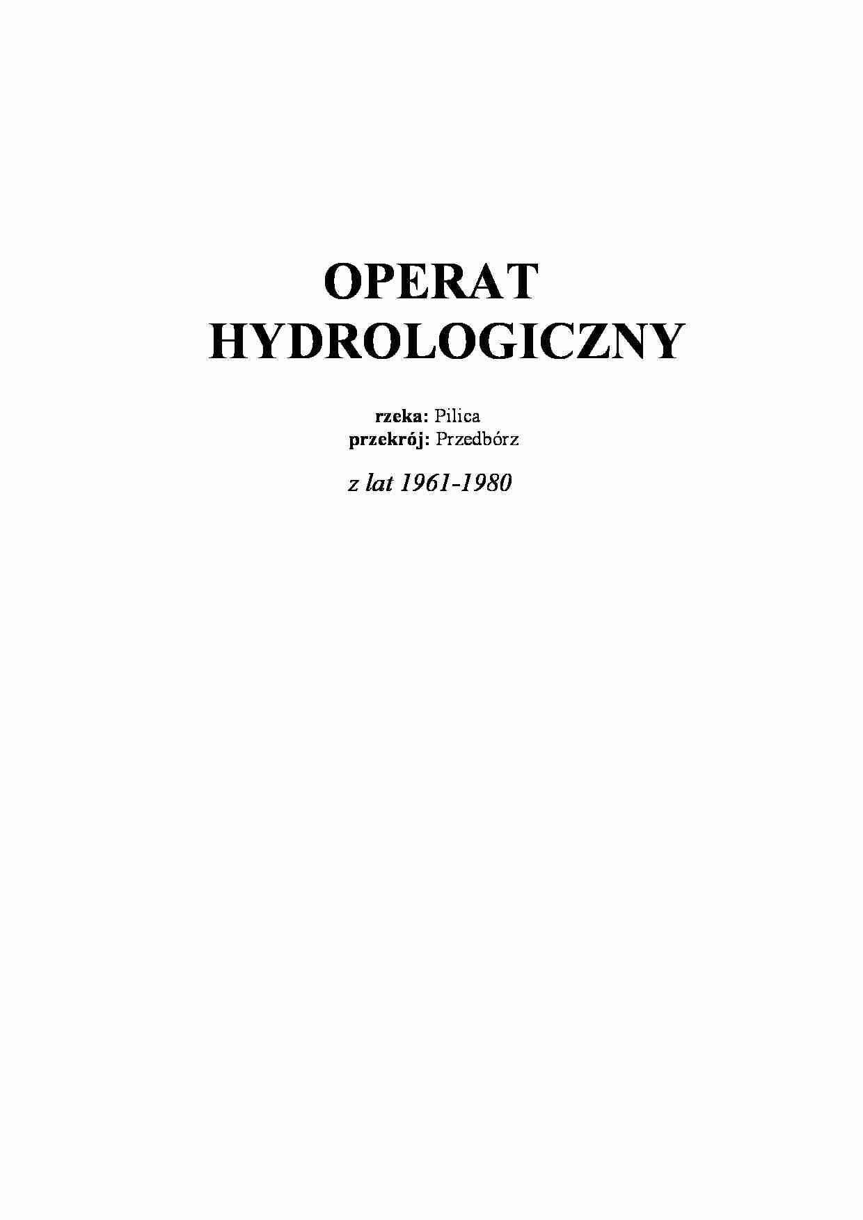 Operat hydrologiczny - rzeka Pilica - omówienie - strona 1