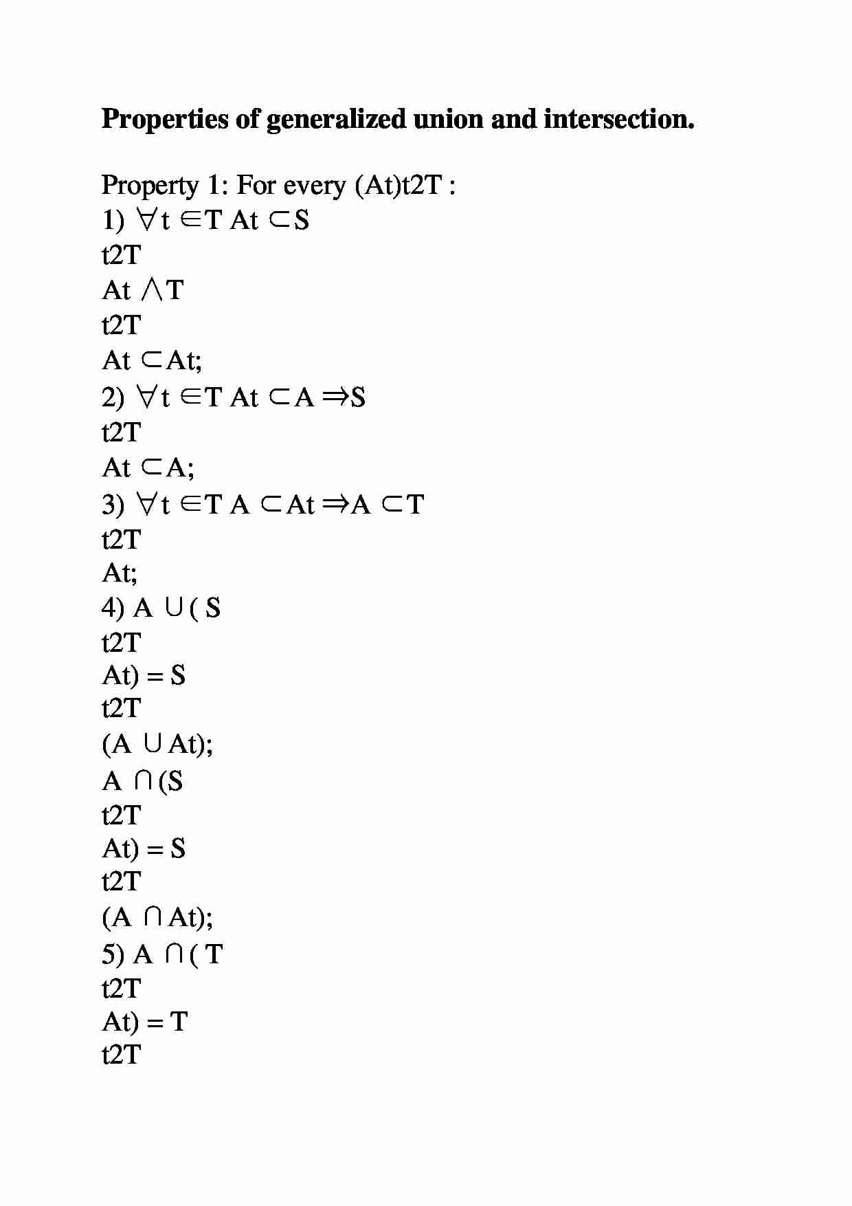 Właściwości ogólnego zjednoczenia i przecięcia - strona 1